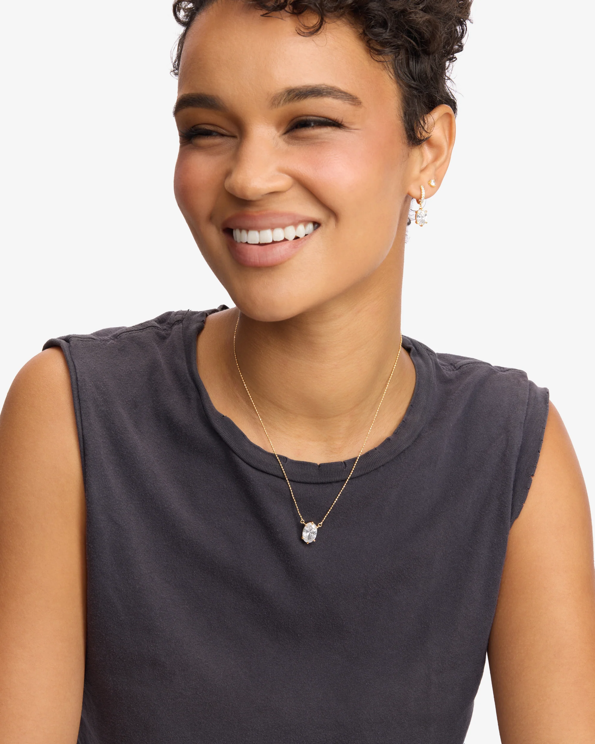She's on Point Necklace - Gold|White Diamondettes - Image 2