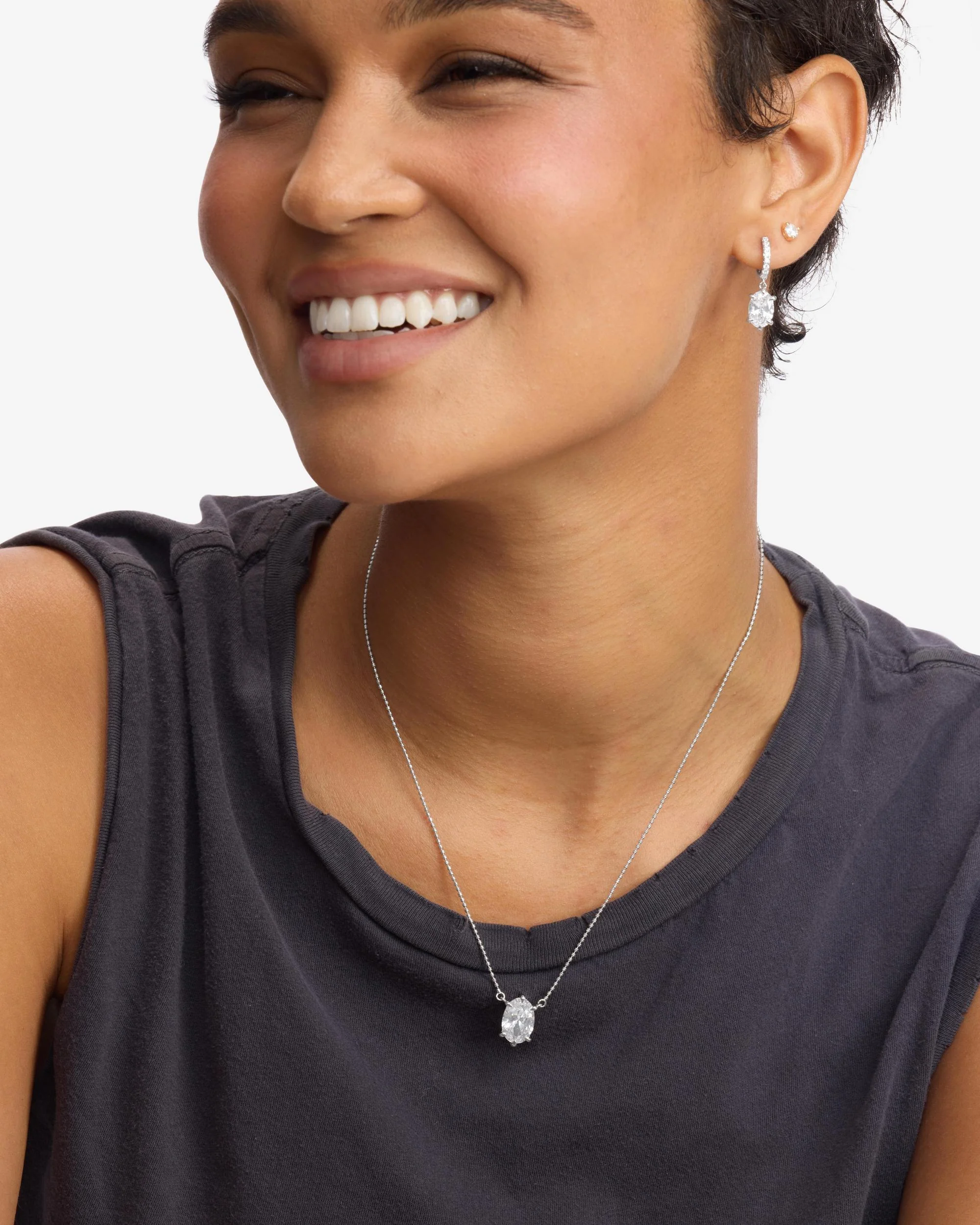 She's on Point Necklace - Silver|White Diamondettes - Image 4