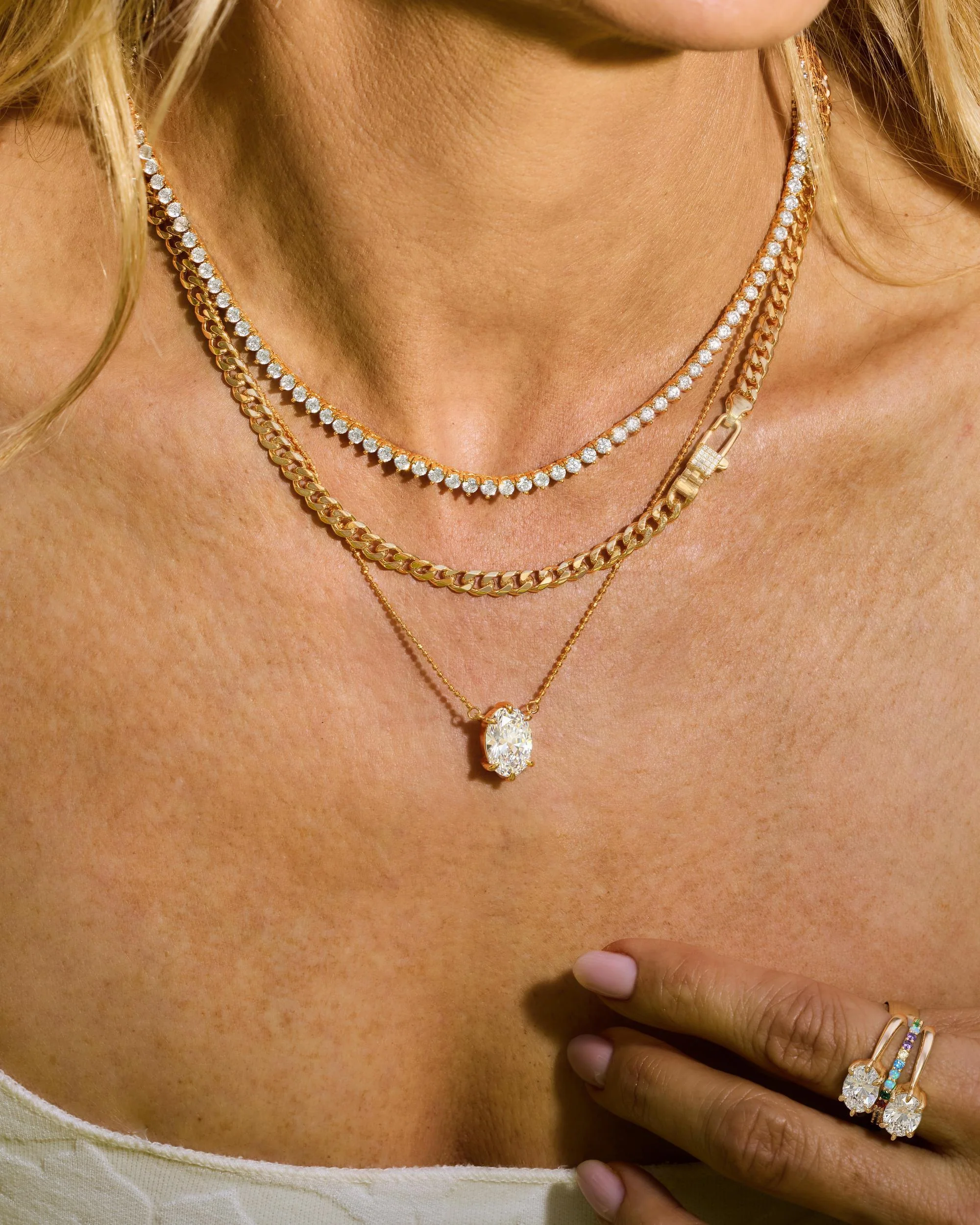She's on Point Necklace - Silver|White Diamondettes - Image 5