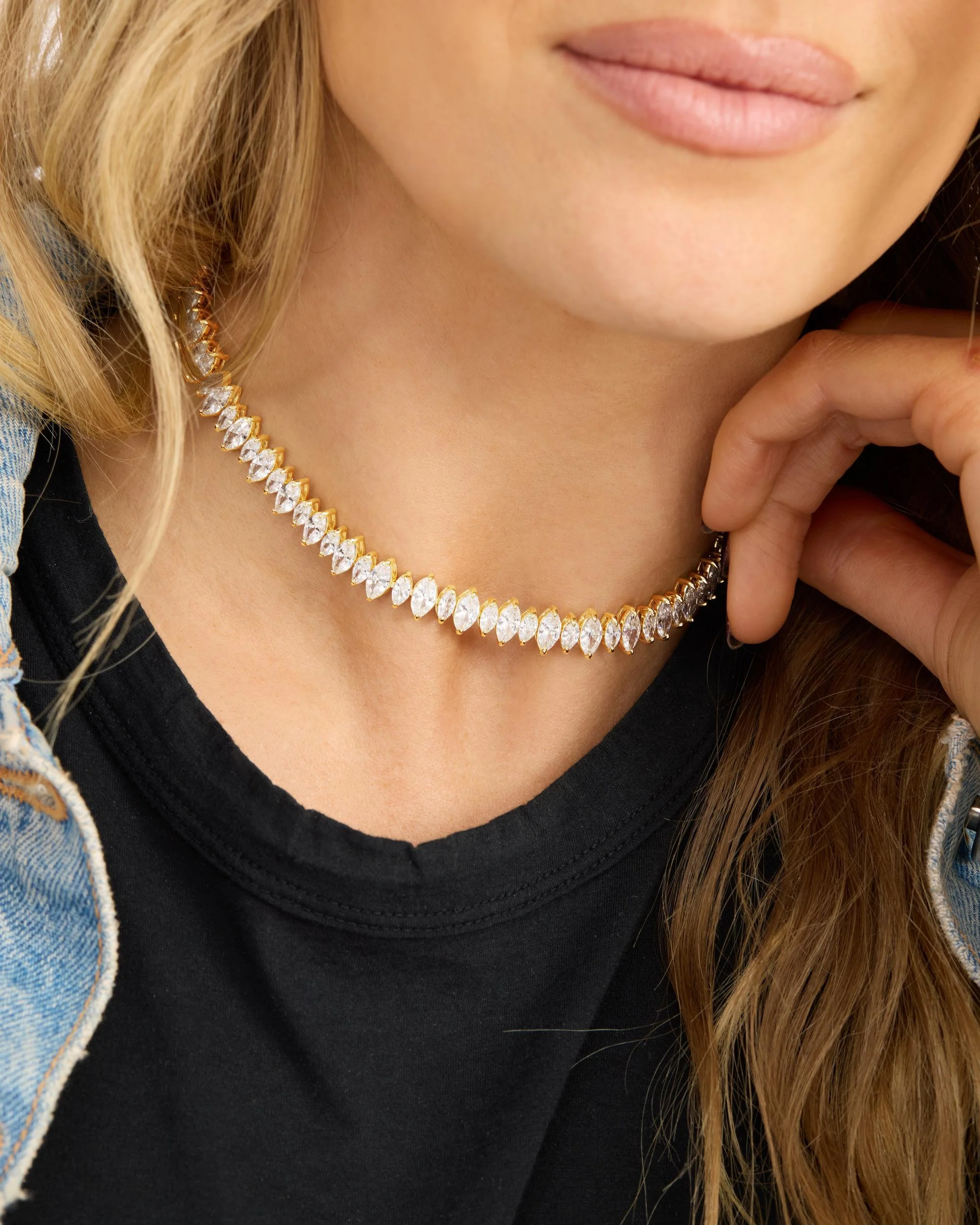 "She's So Fine" Choker - Gold|White Diamondettes - Image 4