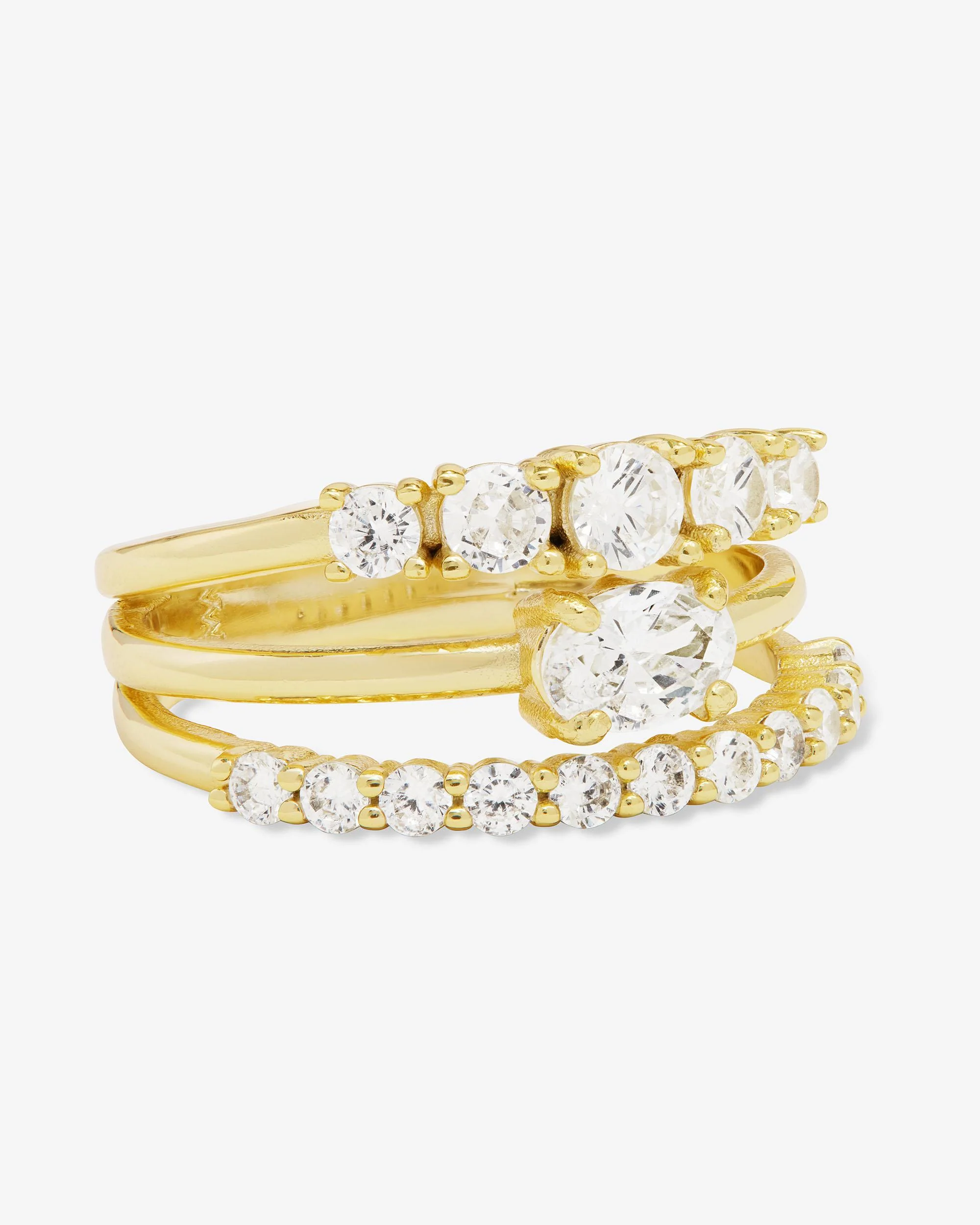 She's So Stacked Ring - Gold|White Diamondettes - Image 3