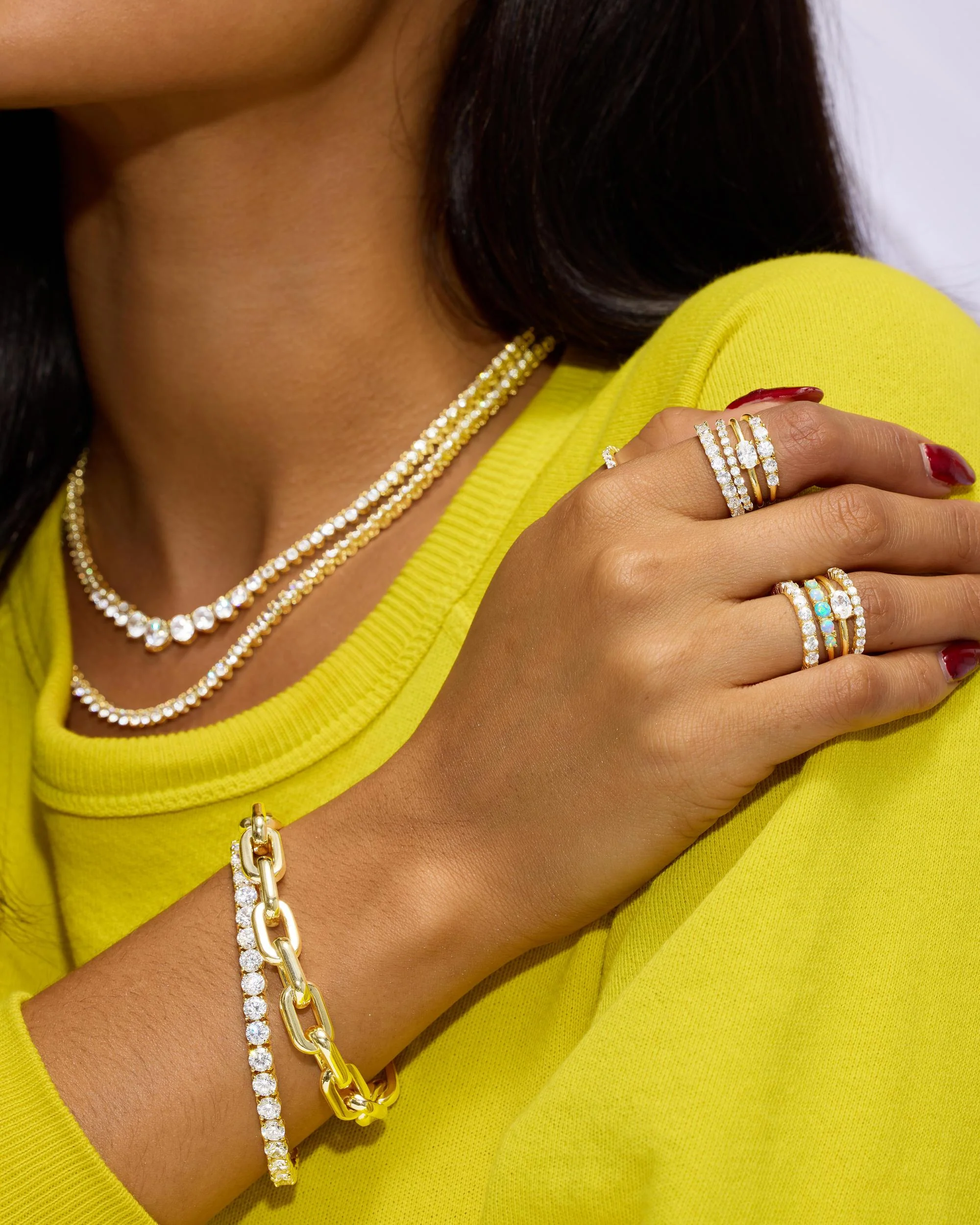 She's So Stacked Ring - Silver|White Diamondettes - Image 5