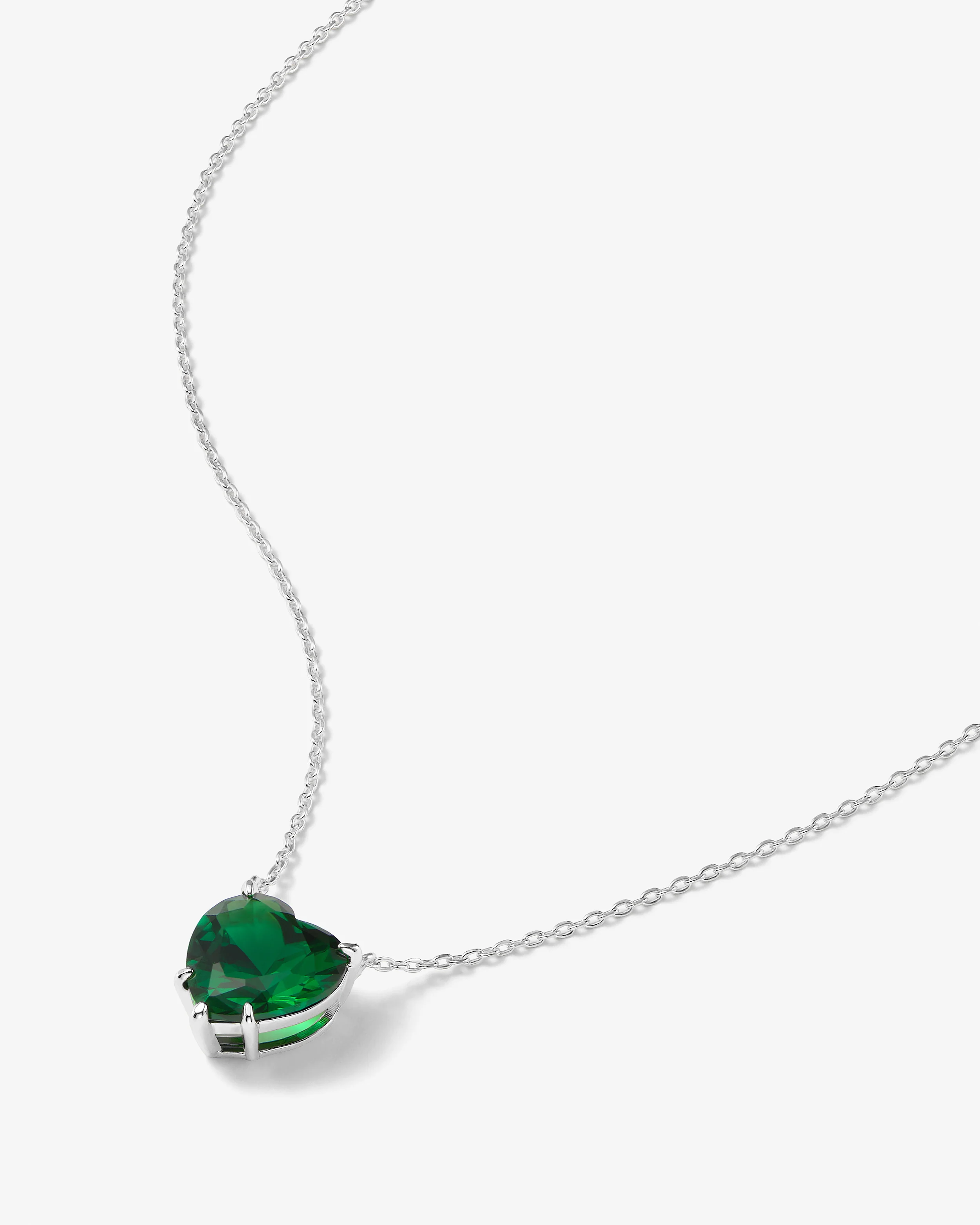 The Allison Heart Necklace - Silver|Emerald - Image 3