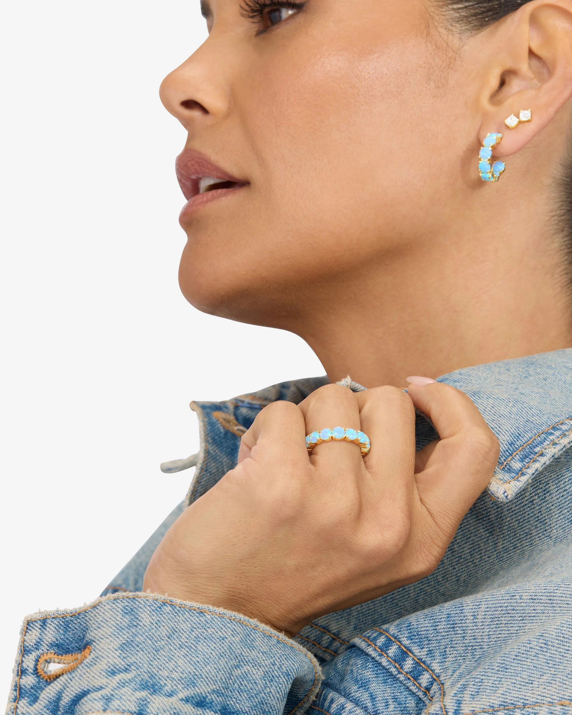 Grand Heiress Ring 4mm - Gold|Blue Opal - Image 3