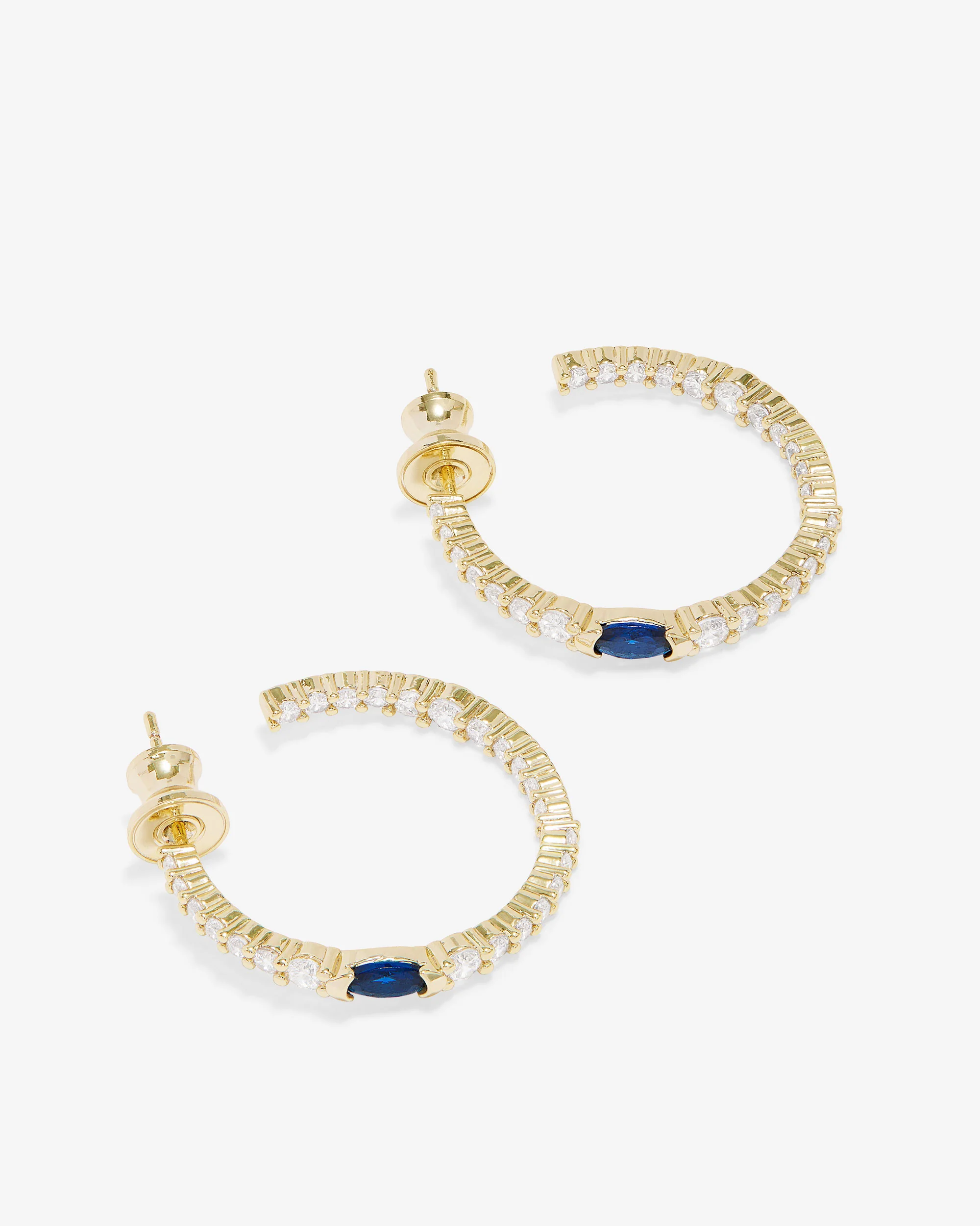 The Maven Hoops 1" - Gold|Blue Sapphire - Image 3
