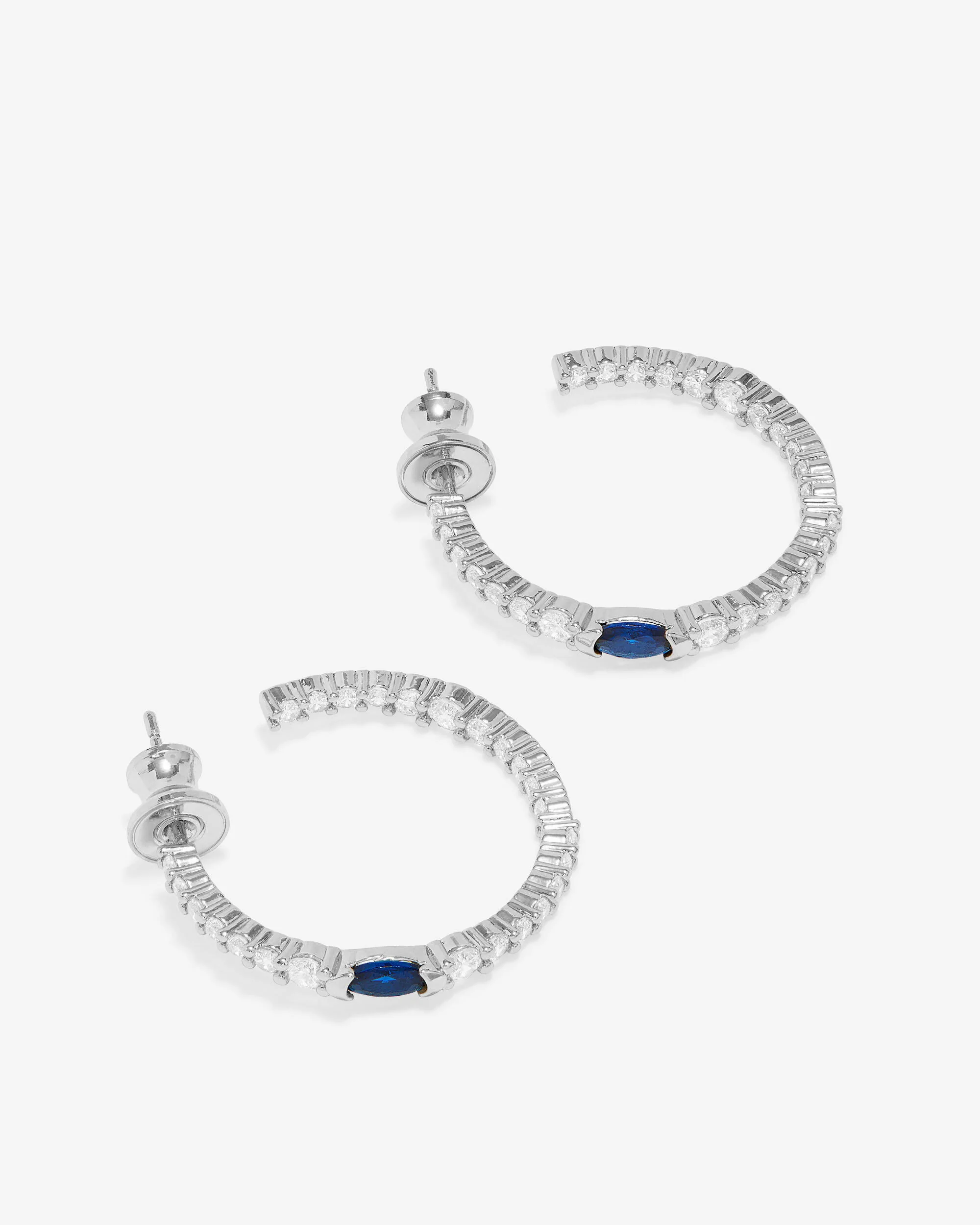 The Maven Hoops 1" - Silver|Blue Sapphire - Image 3