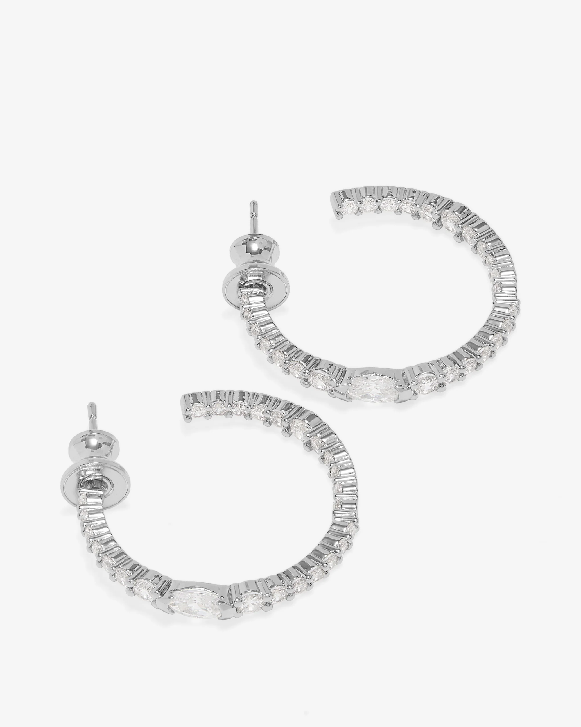 The Maven Hoops 1" - Silver|White Diamondettes - Image 3