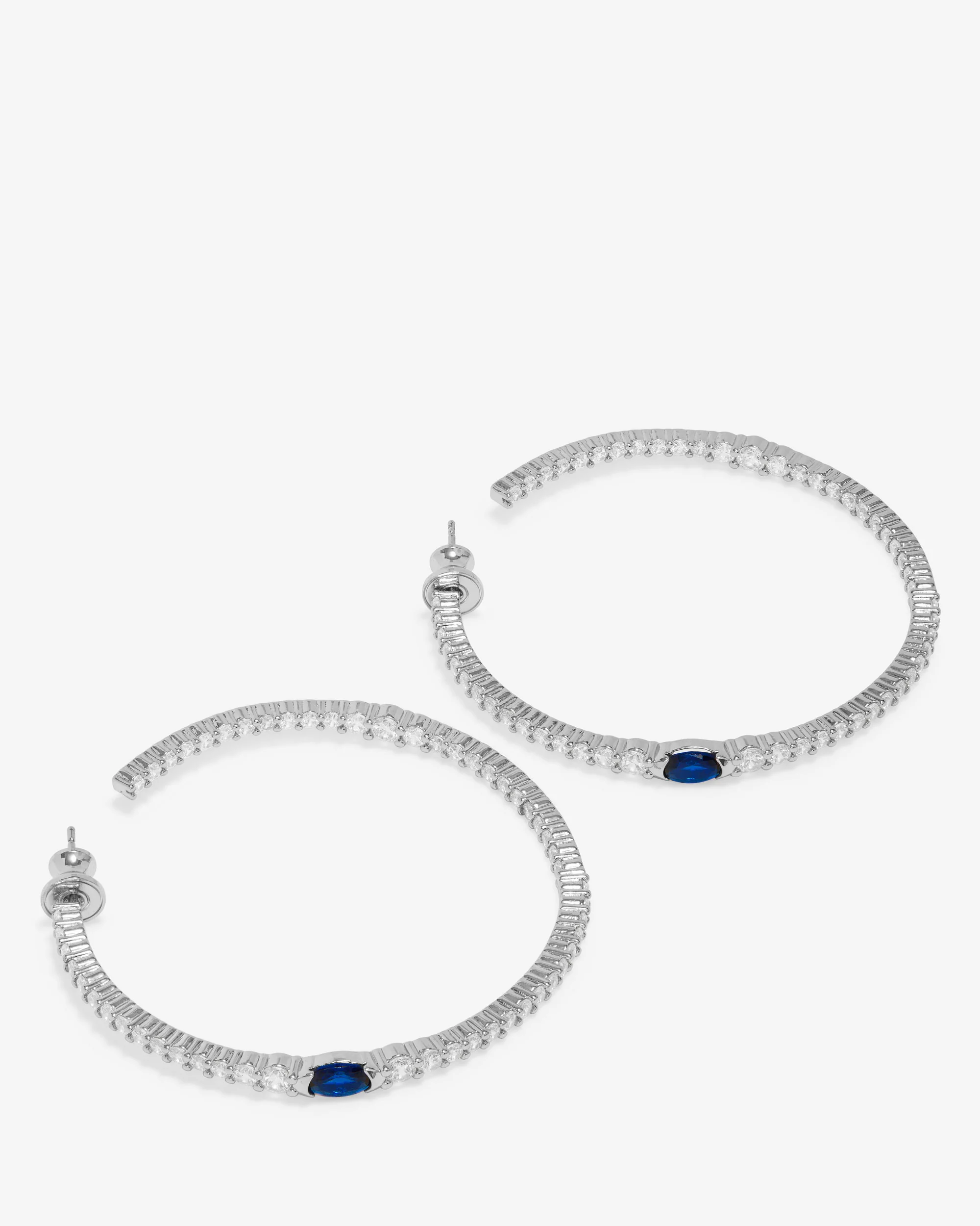 The Maven Hoops 2" - Silver|Blue Sapphire - Image 3