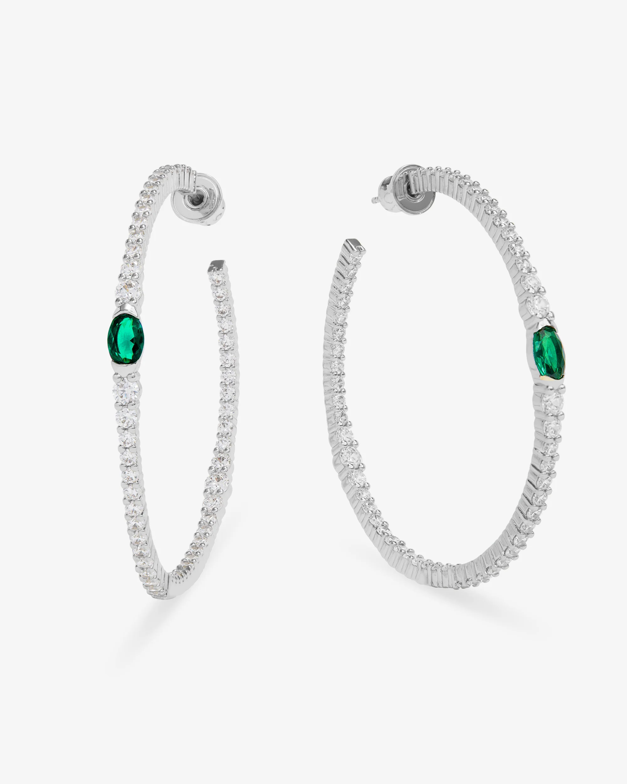 The Maven Hoops 2" - Silver|Emerald