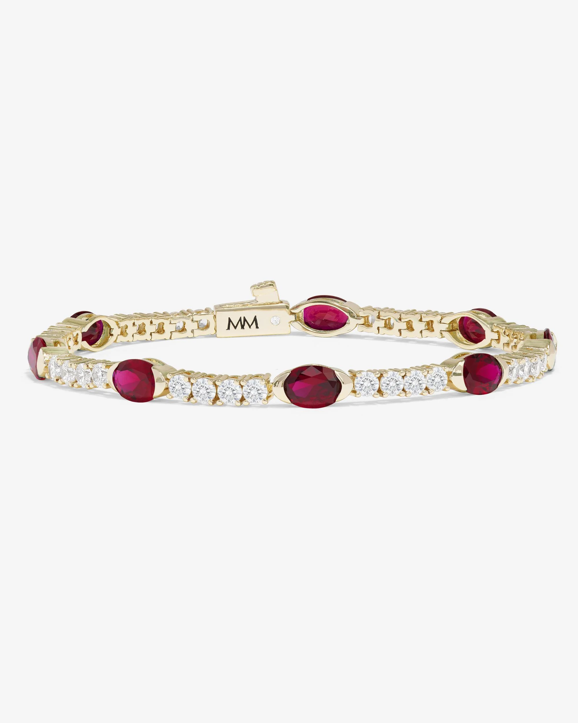 The Maven Tennis Bracelet 3mm - Gold|Ruby