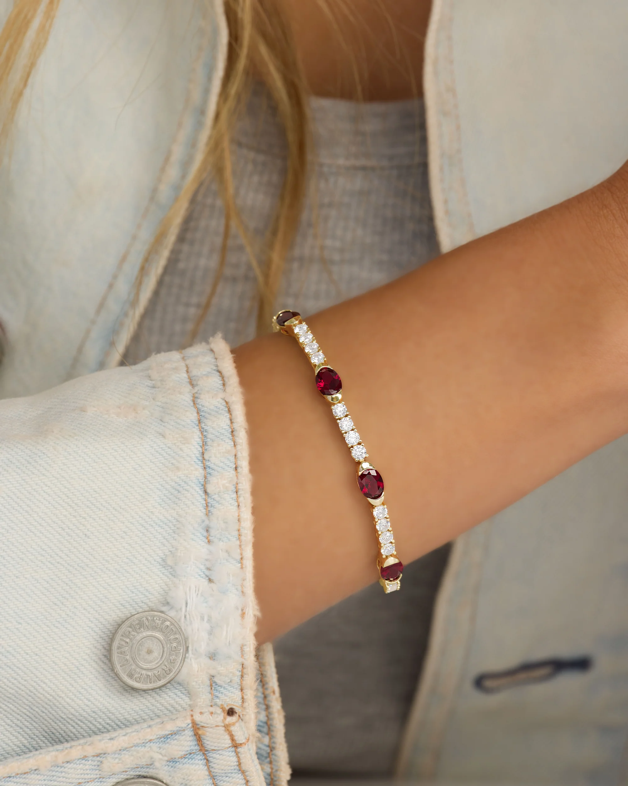 The Maven Tennis Bracelet 3mm - Gold|Ruby - Image 2