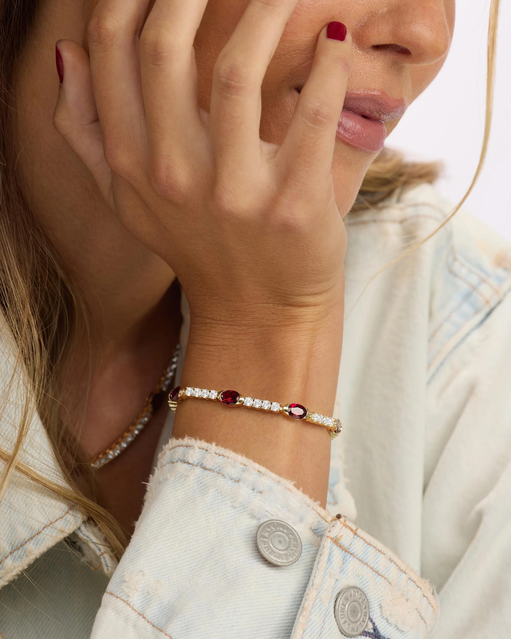 The Maven Tennis Bracelet 3mm - Gold|Ruby - Image 3