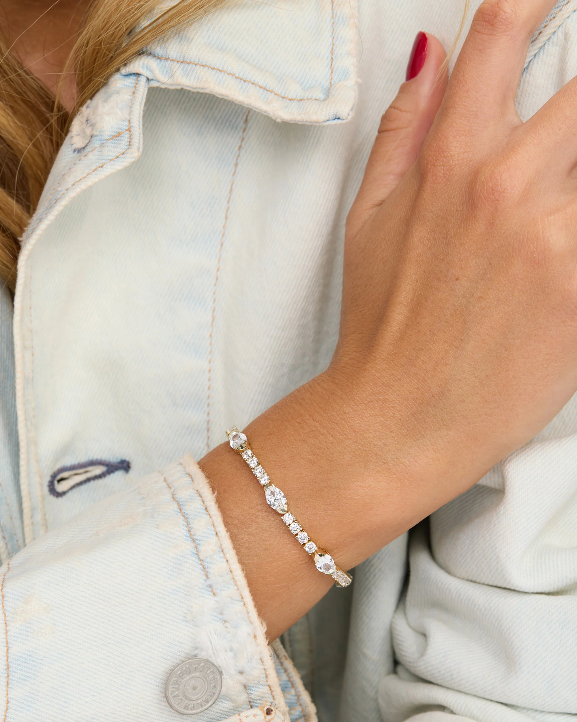The Maven Tennis Bracelet 3mm - Gold|White Diamondettes - Image 3