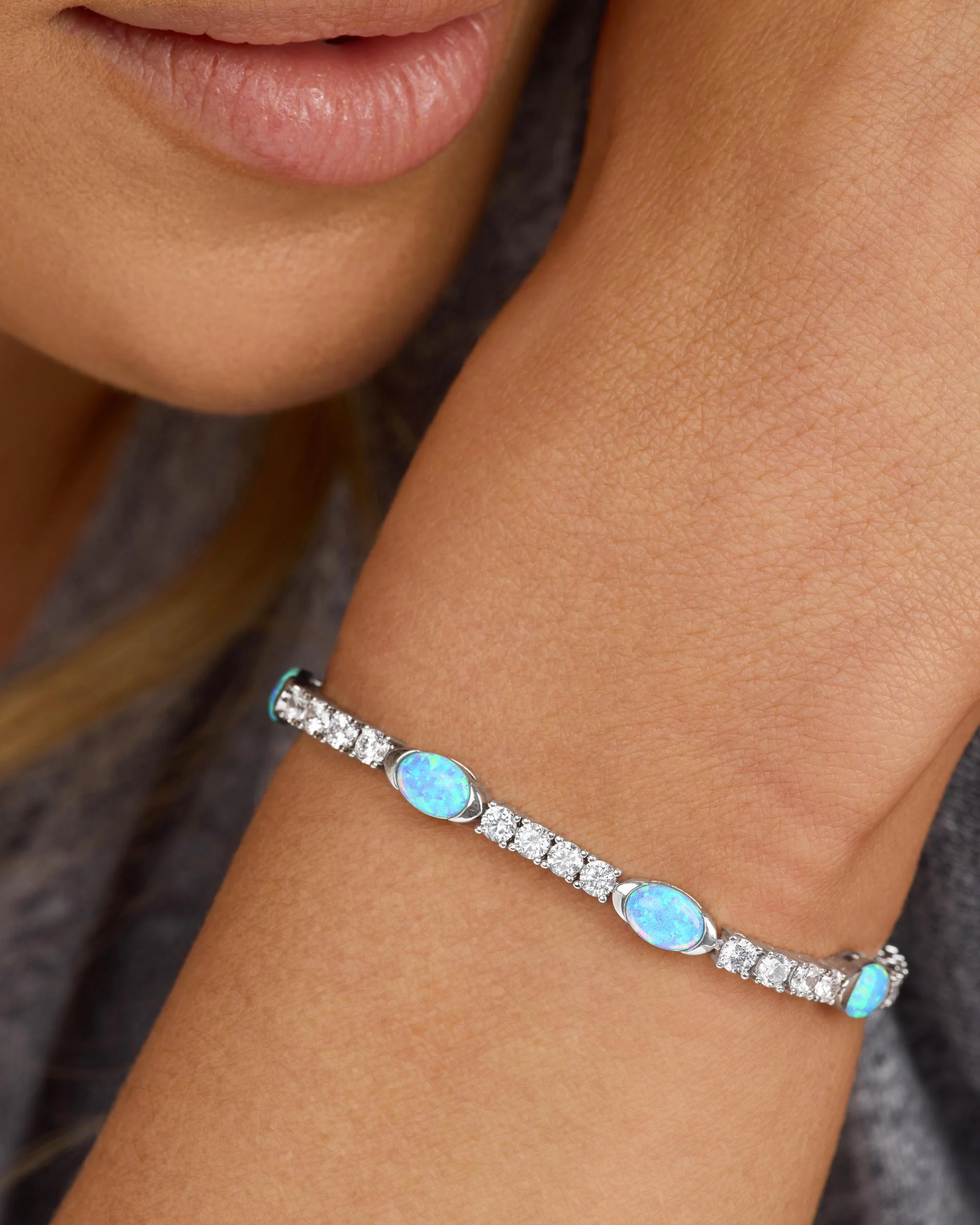 The Maven Tennis Bracelet 3mm - Silver|Blue Opal - Image 3