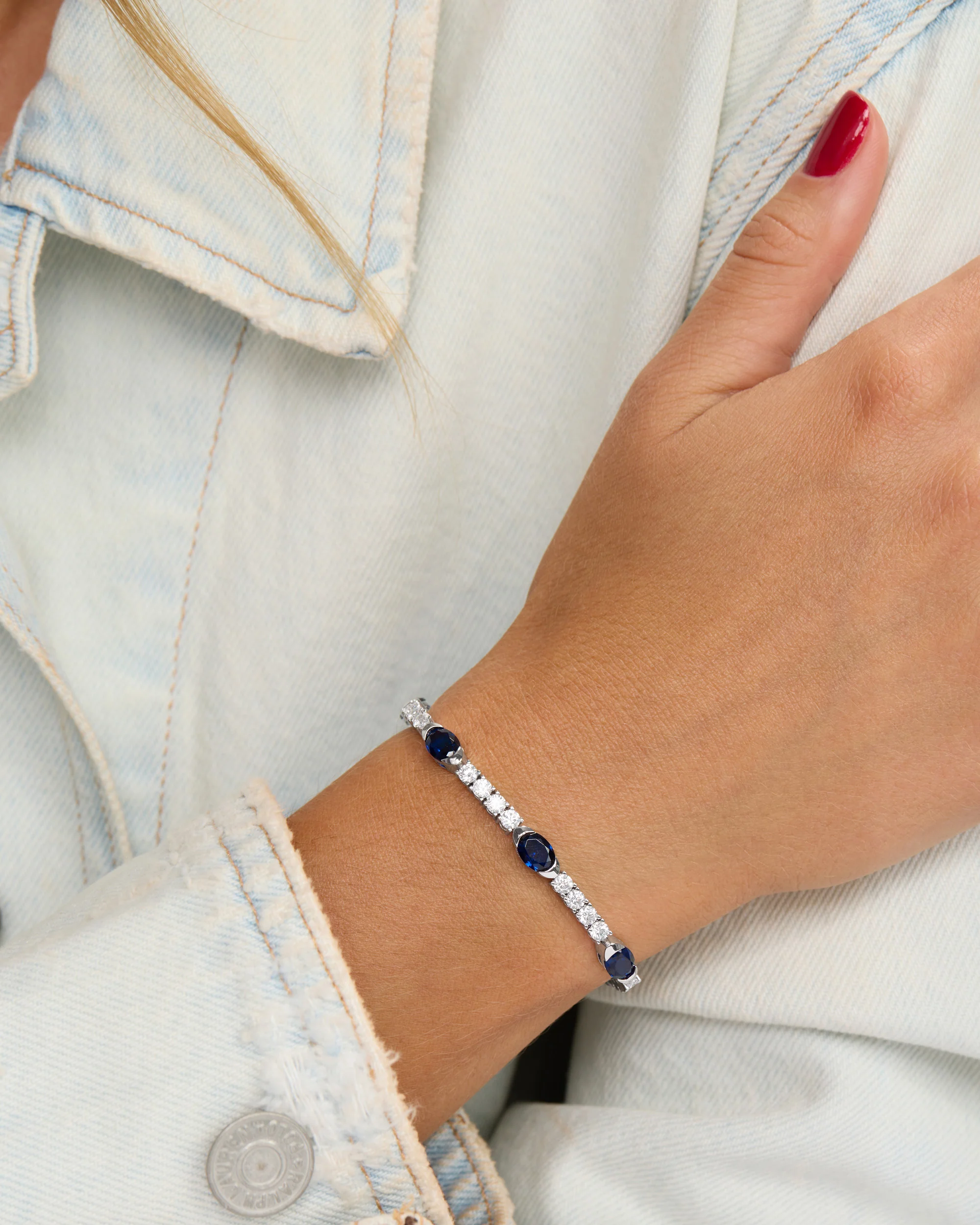 The Maven Tennis Bracelet 3mm - Silver|Blue Sapphire - Image 3