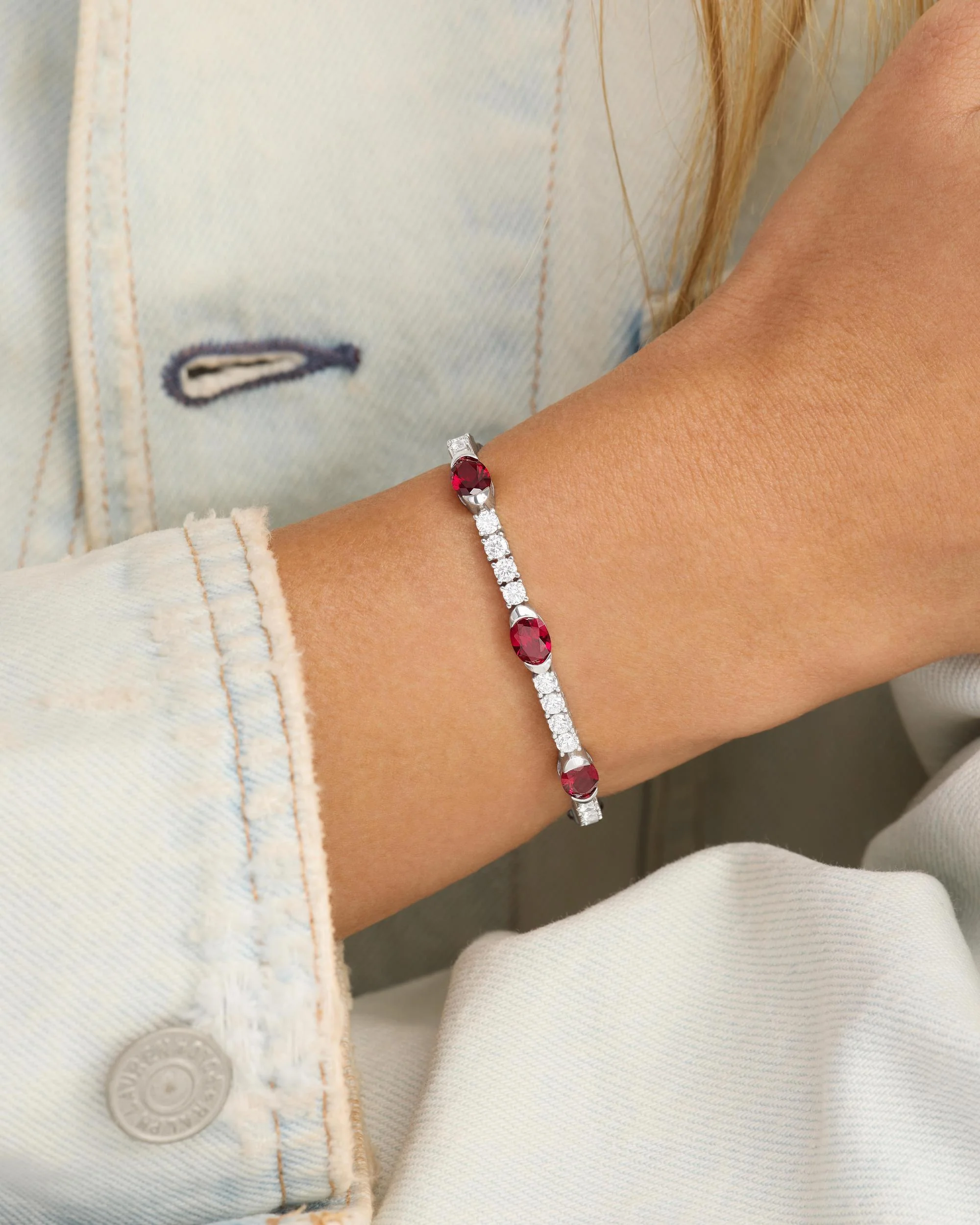 The Maven Tennis Bracelet 3mm - Silver|Ruby - Image 2