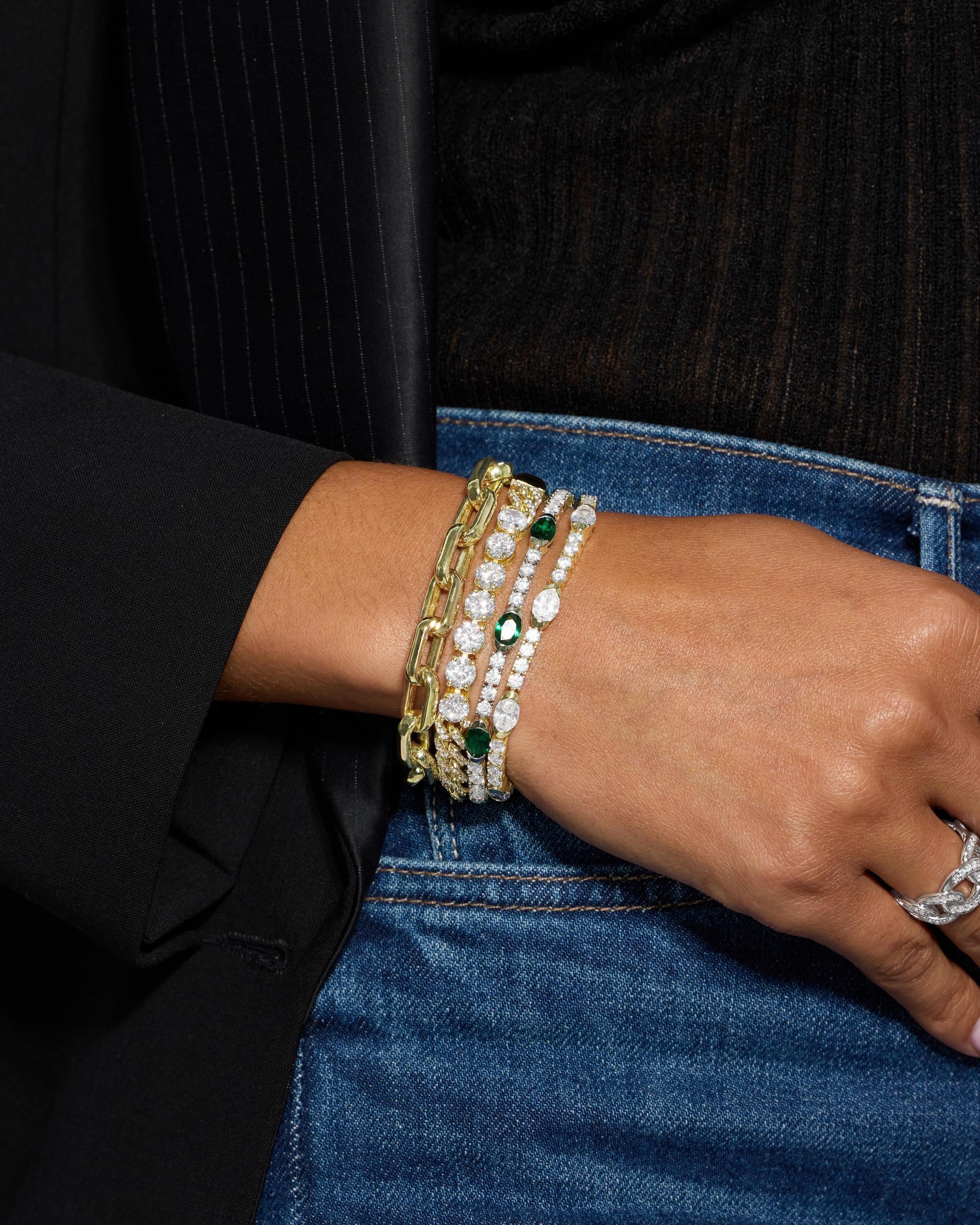 The Maven Tennis Bracelet 3mm - Silver|Emerald - Image 4