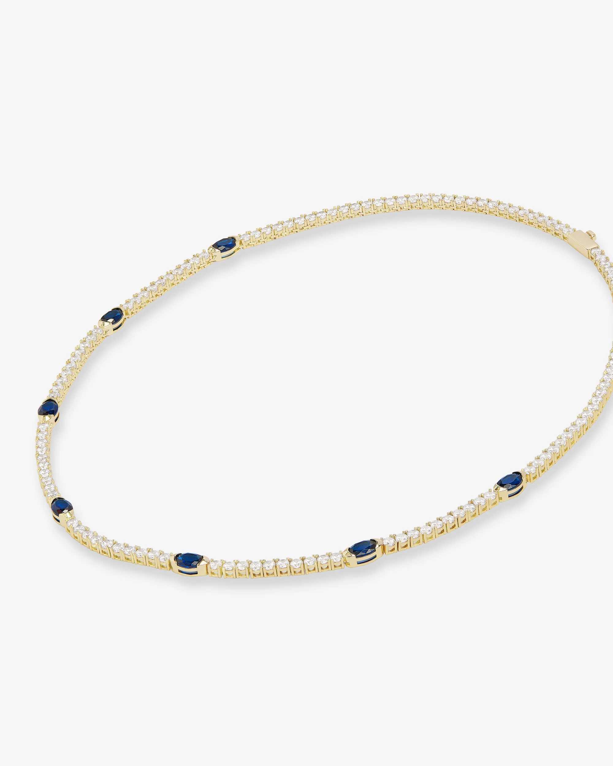 The Maven Tennis Necklace 3mm - Gold|Blue Sapphire - Image 4