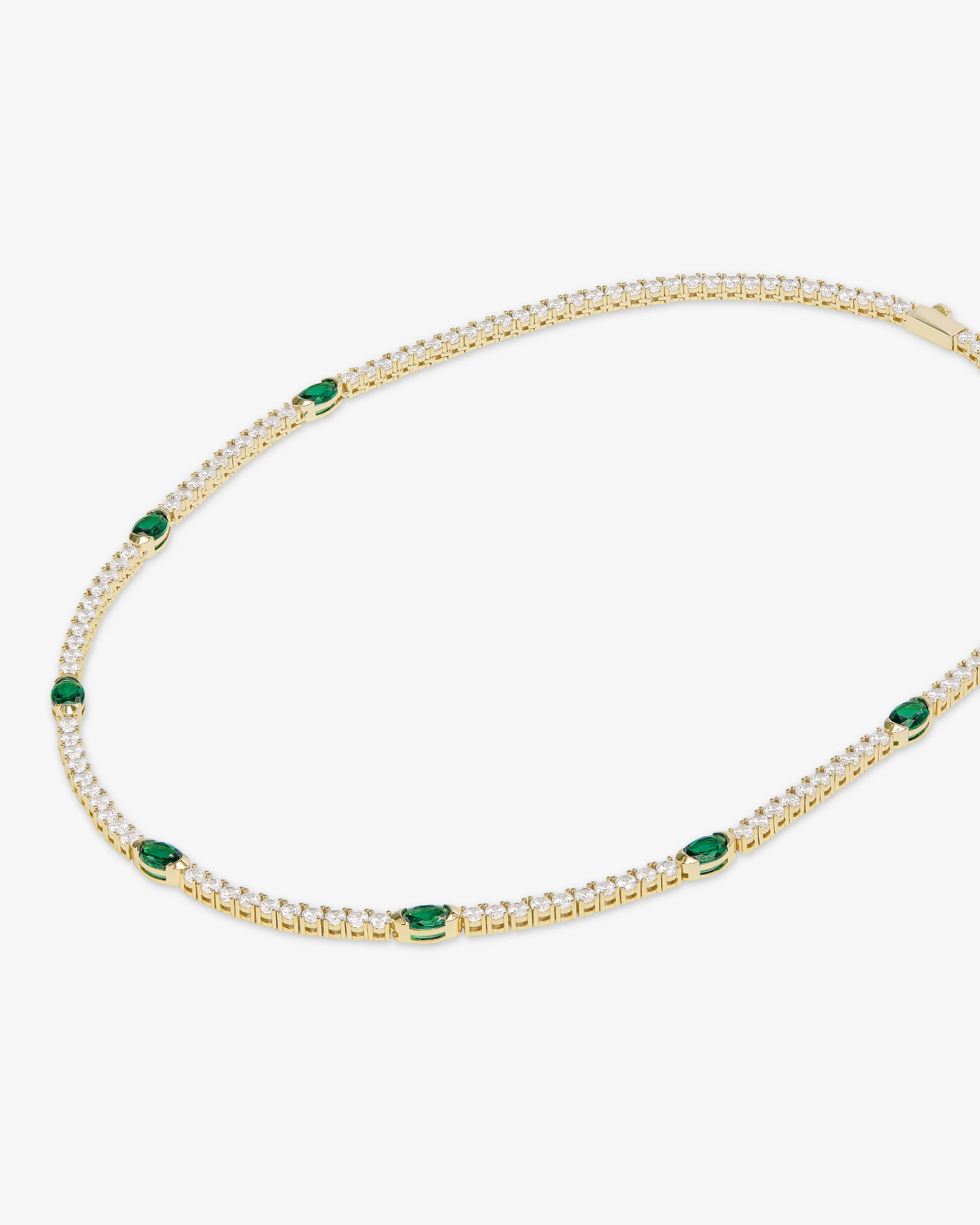 The Maven Tennis Necklace 3mm - Gold|Emerald - Image 4