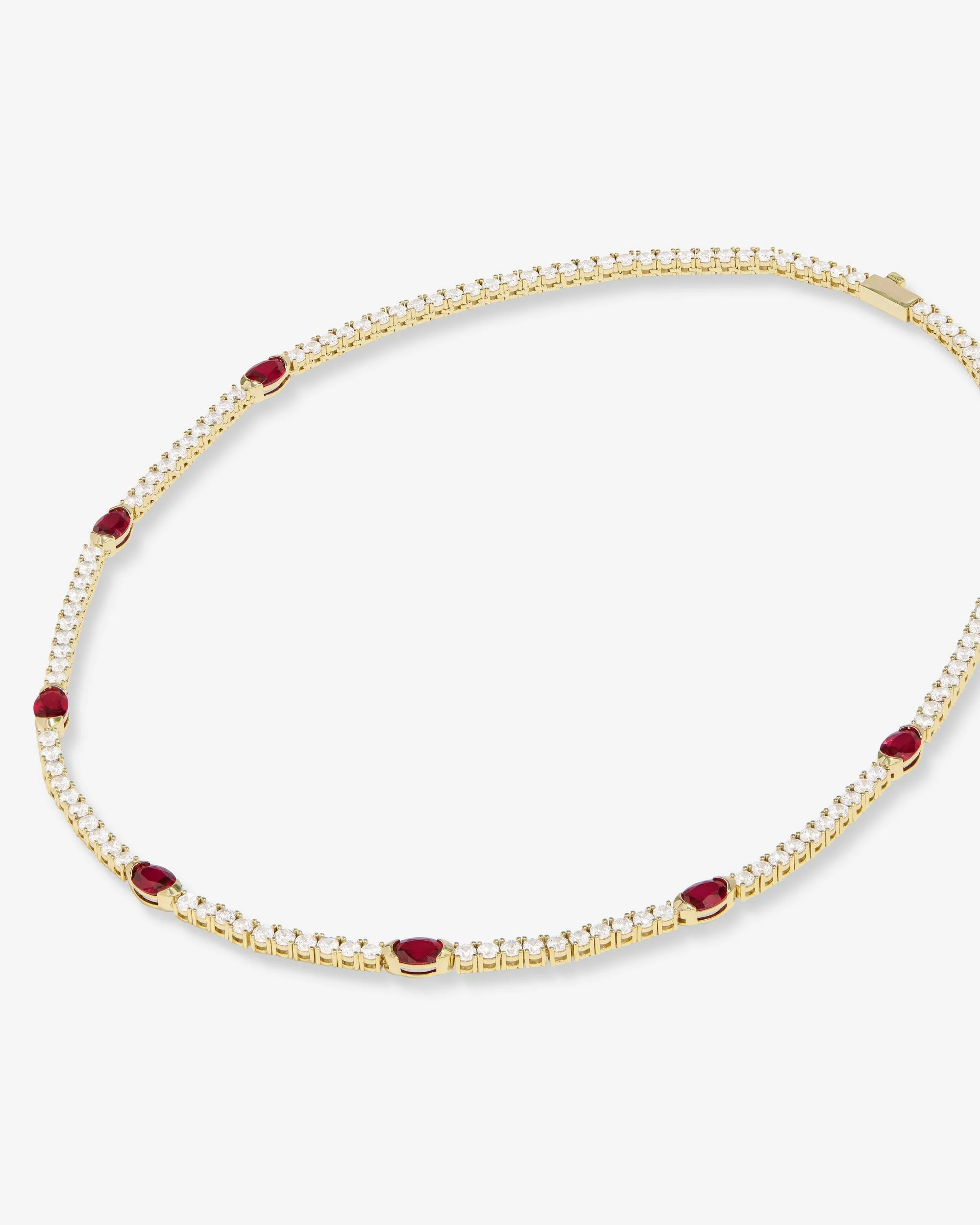 The Maven Tennis Necklace 3mm - Gold|Ruby - Image 4