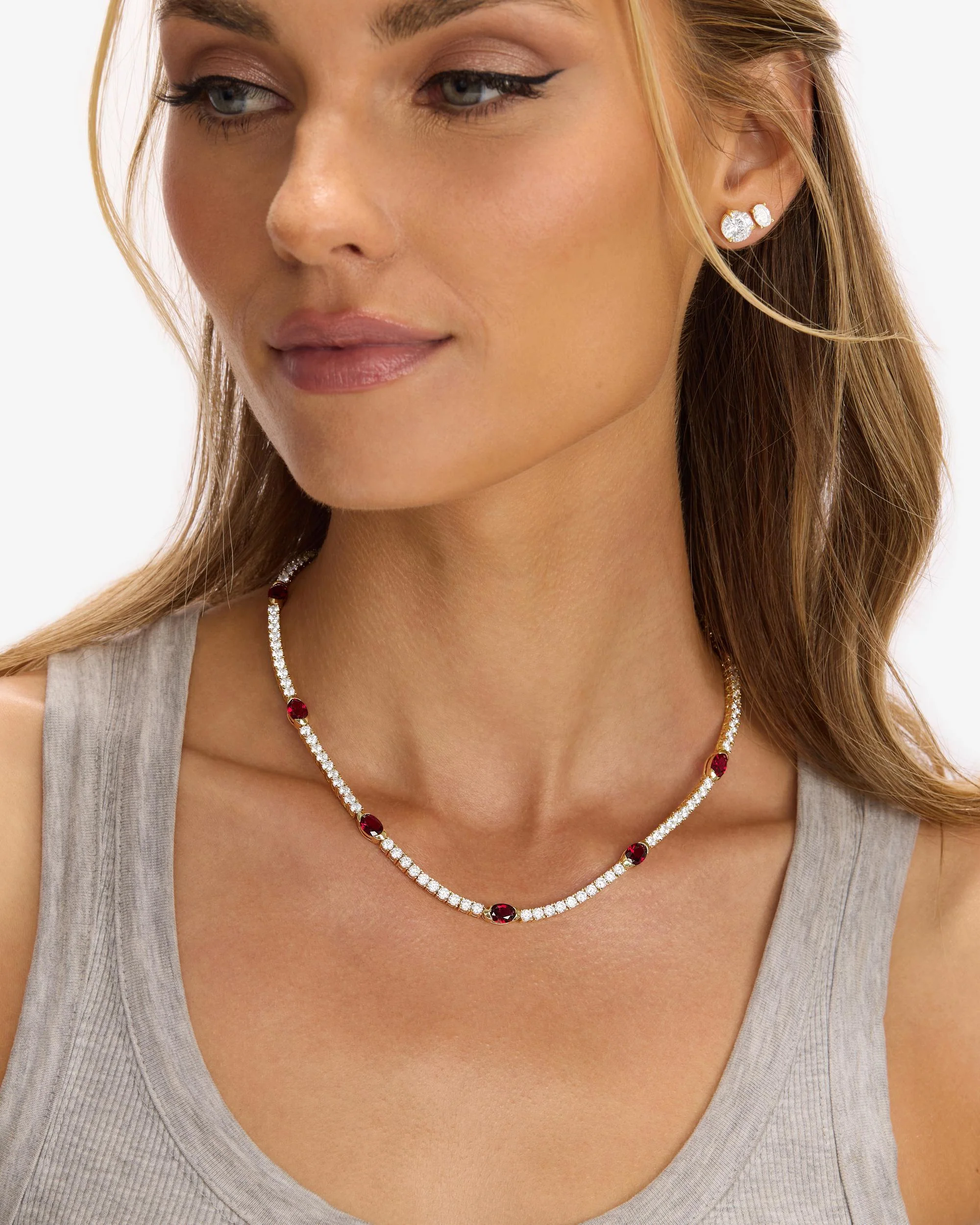 The Maven Tennis Necklace 3mm - Gold|Ruby - Image 5