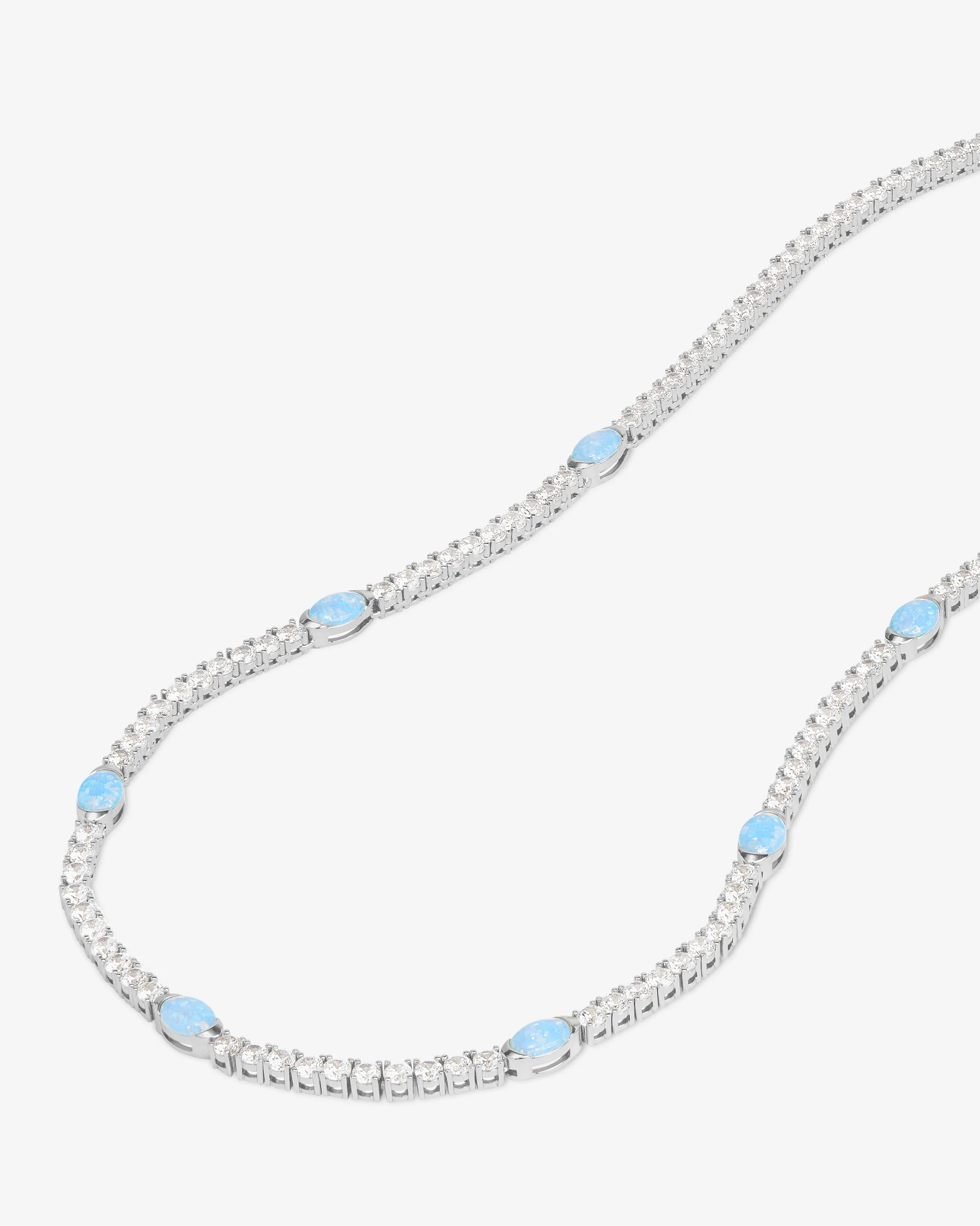 The Maven Tennis Necklace 3mm - Silver|Blue Opal - Image 4