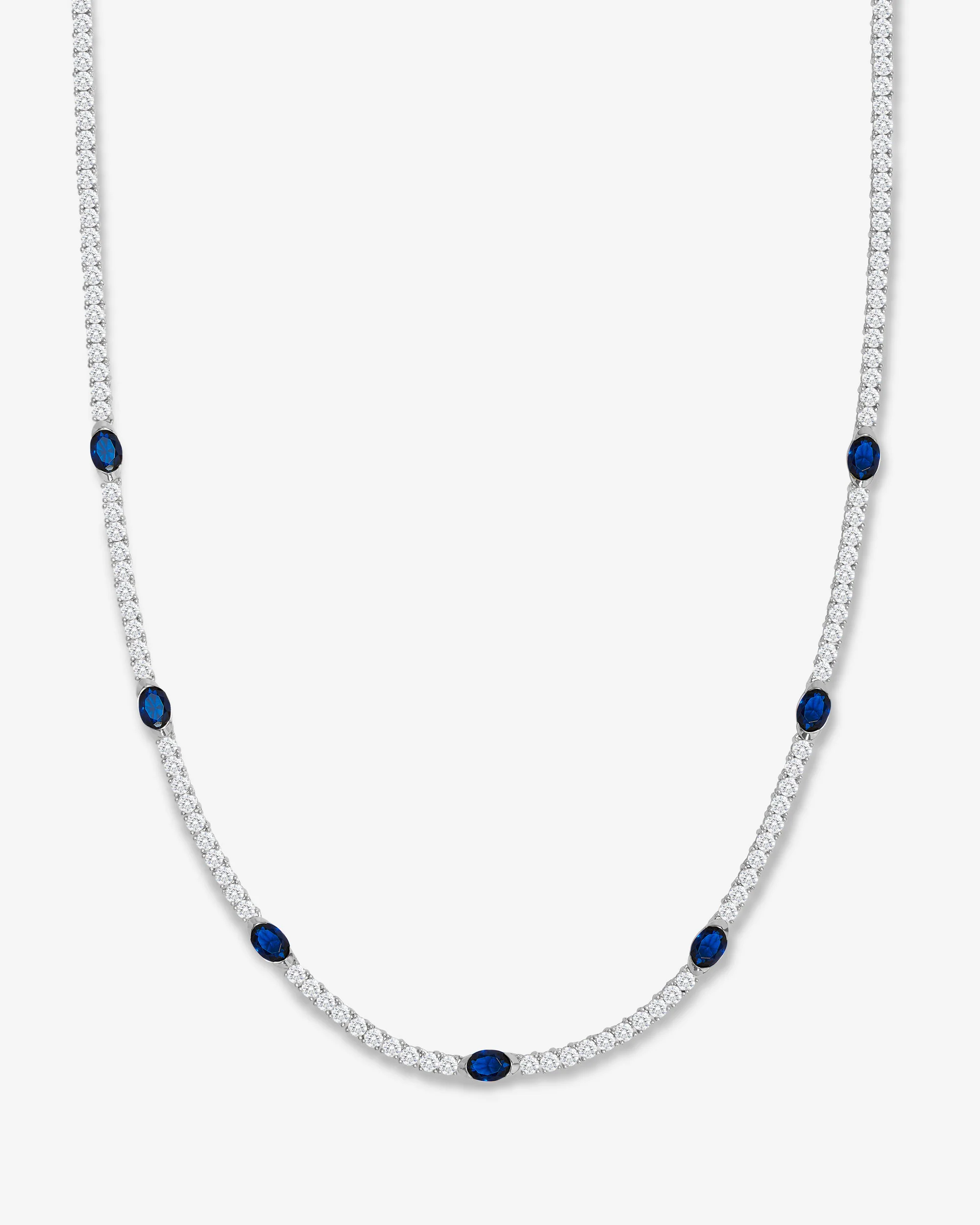 The Maven Tennis Necklace 3mm - Silver|Blue Sapphire