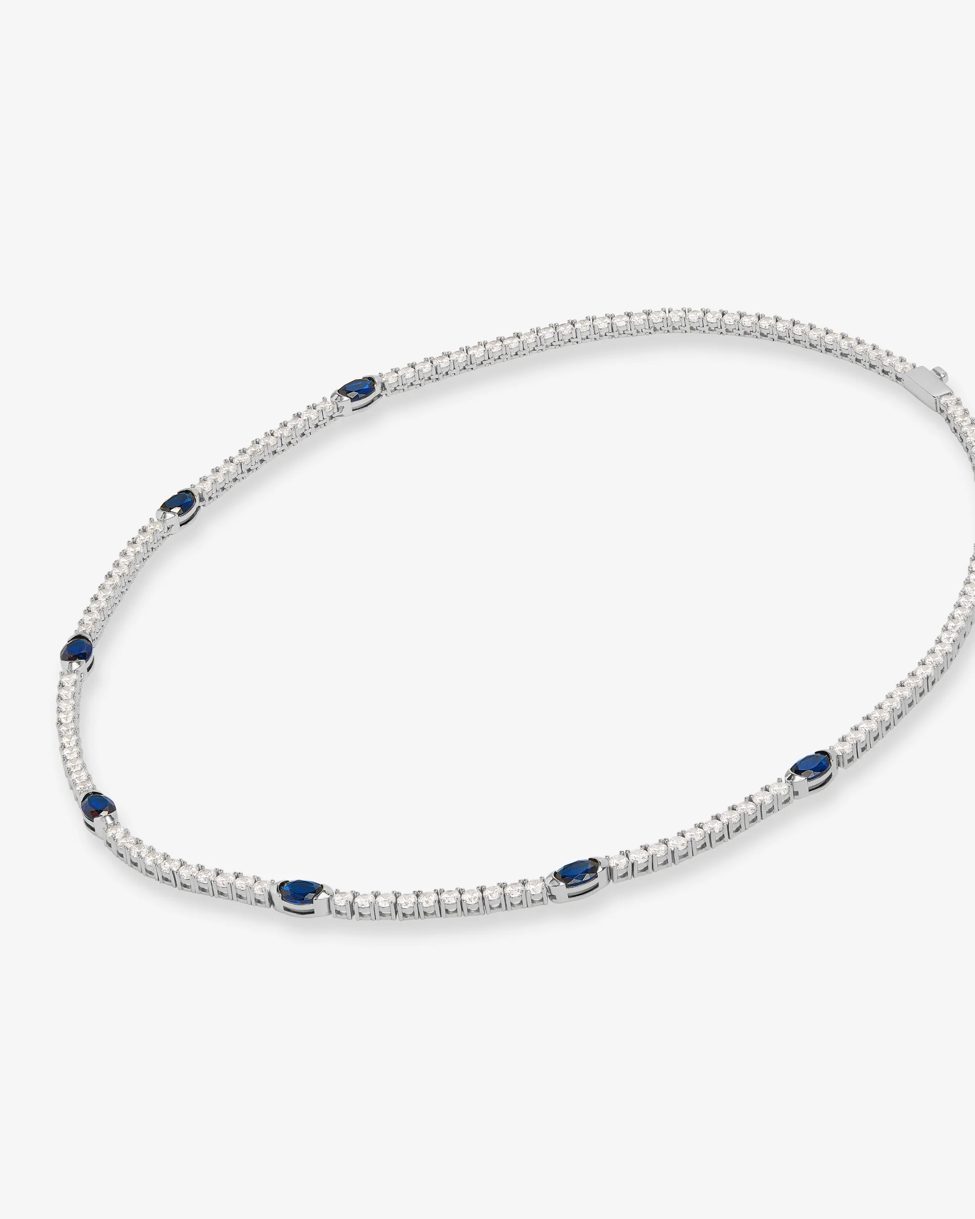 The Maven Tennis Necklace 3mm - Silver|Blue Sapphire - Image 4