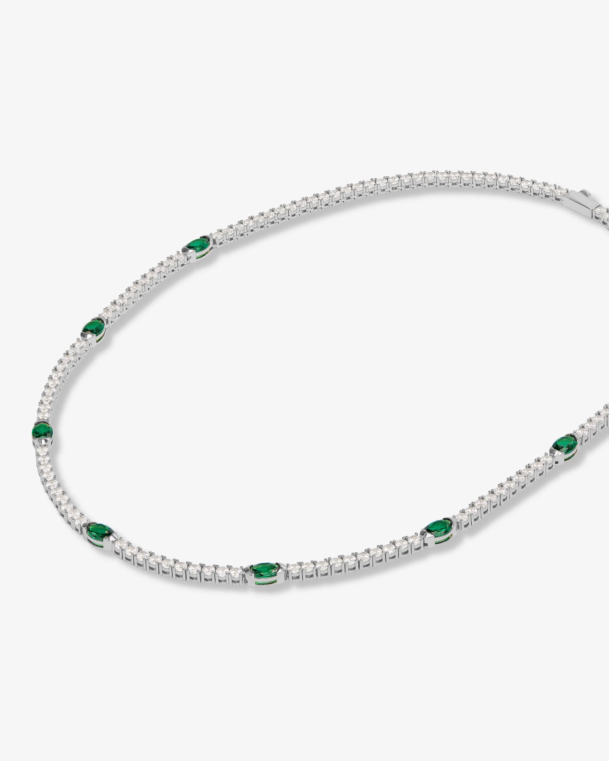 The Maven Tennis Necklace 3mm - Silver|Emerald - Image 4
