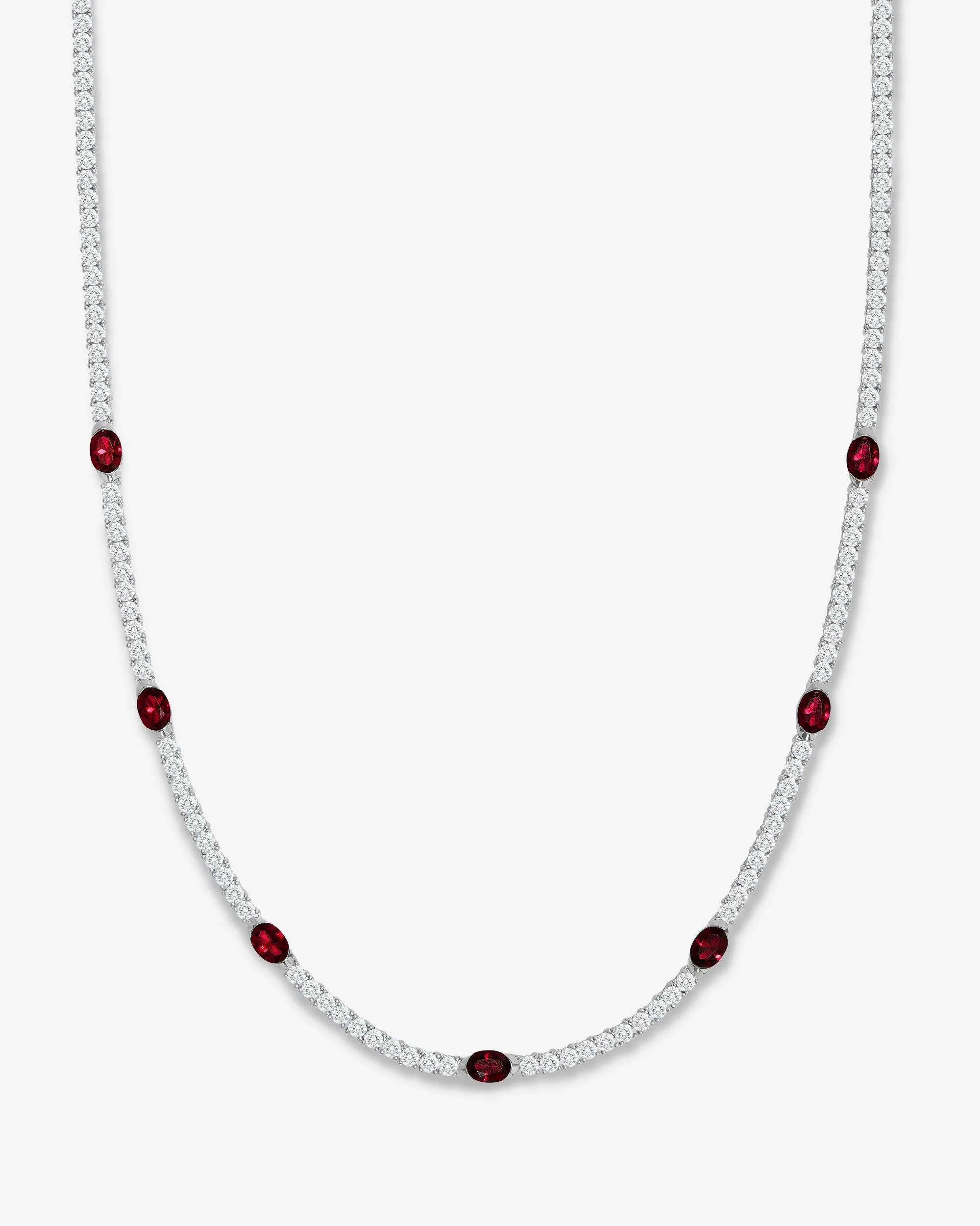 The Maven Tennis Necklace 3mm - Silver|Ruby