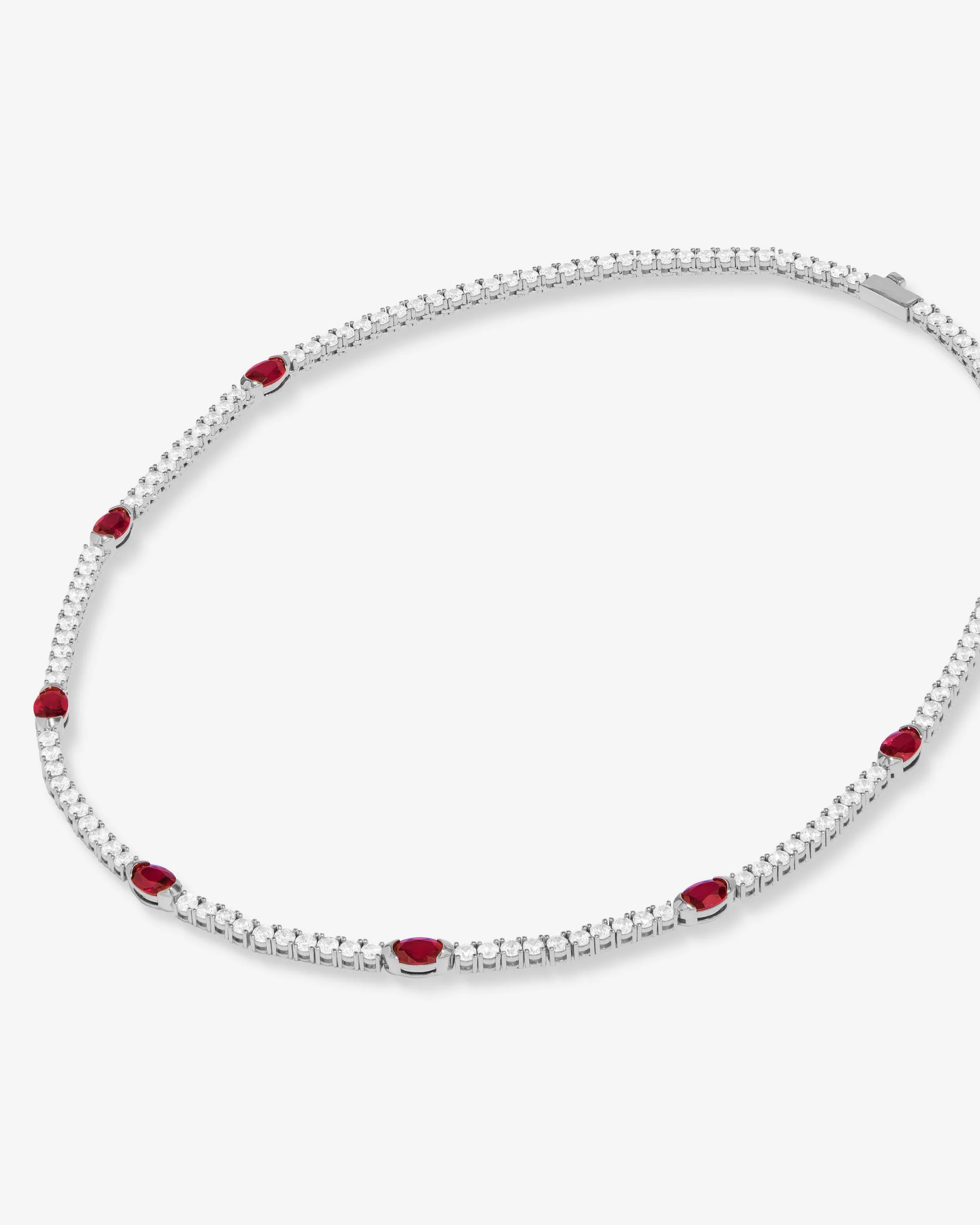 The Maven Tennis Necklace 3mm - Silver|Ruby - Image 4