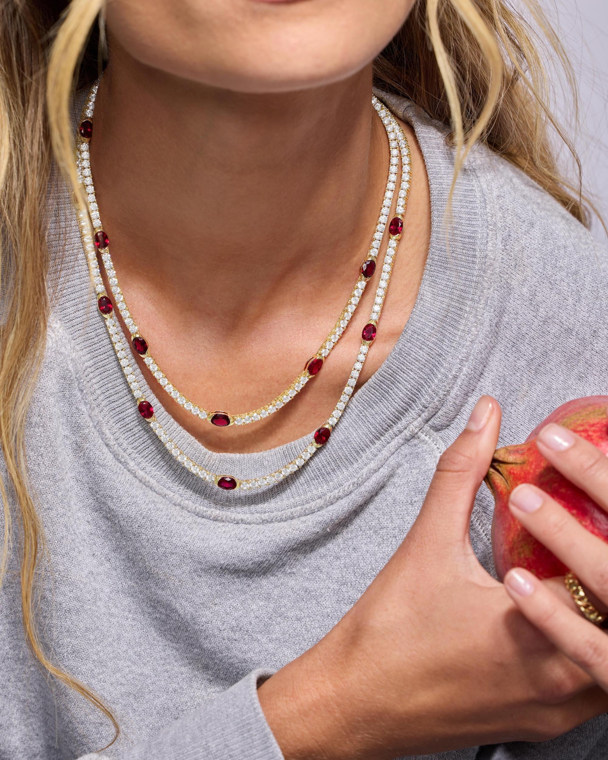 The Maven Tennis Necklace 3mm - Silver|Ruby - Image 7