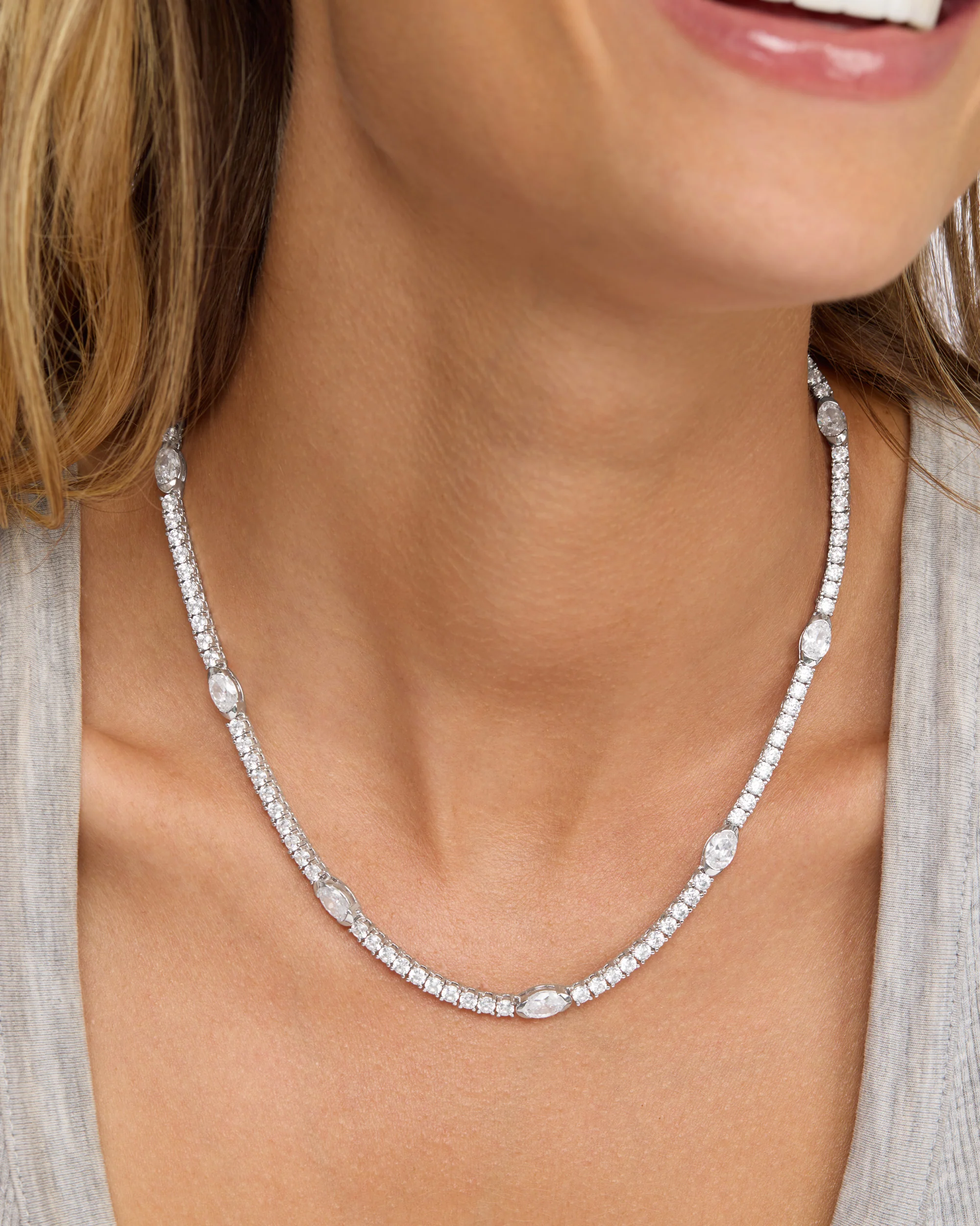 The Maven Tennis Necklace 3mm - Silver|White Diamondettes - Image 2