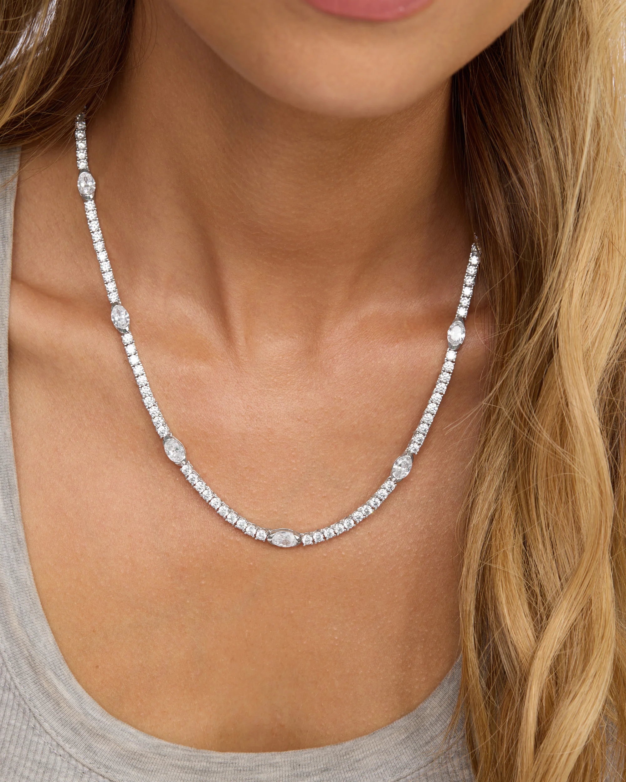 The Maven Tennis Necklace 3mm - Silver|White Diamondettes - Image 3