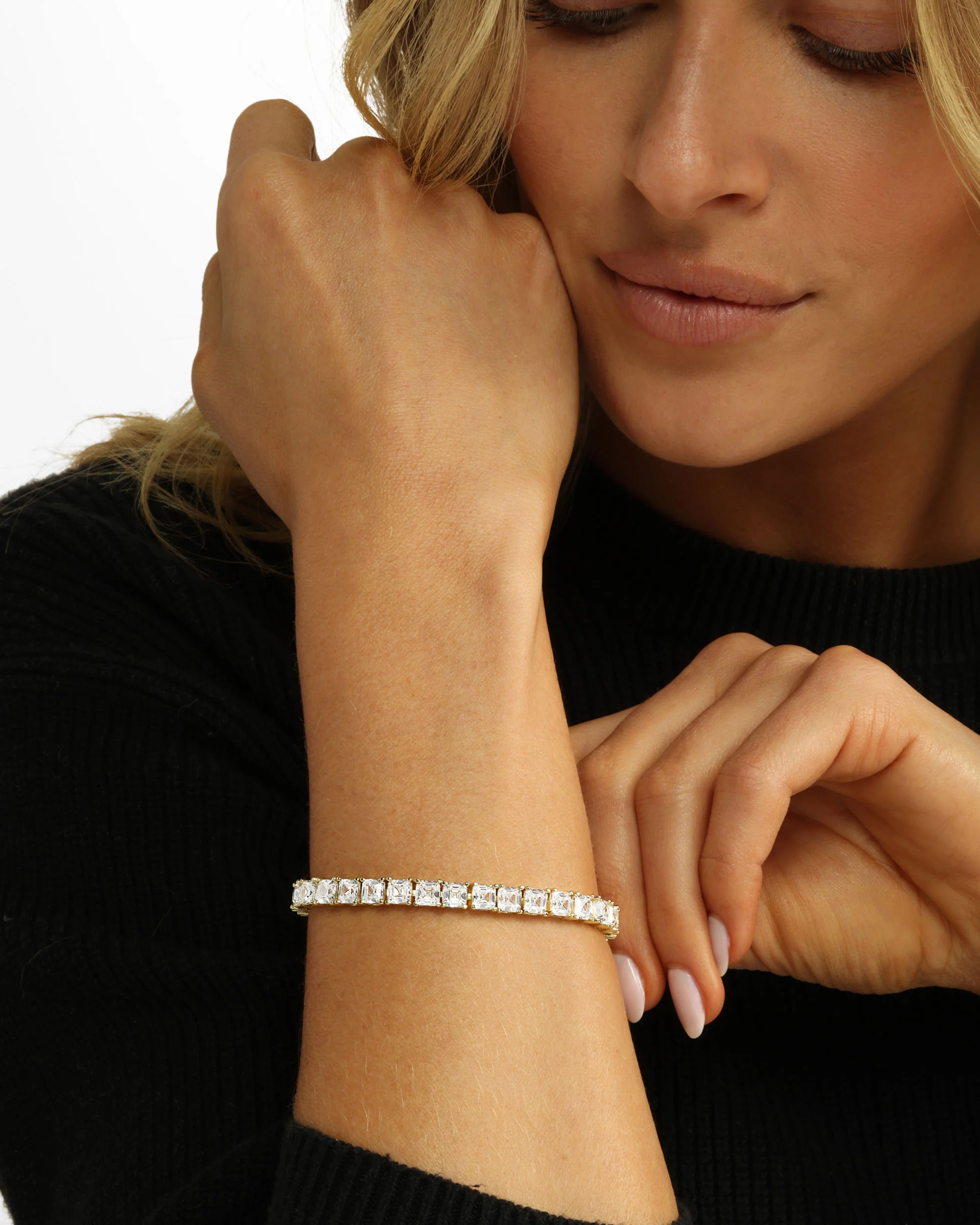The Queen's Tennis Bracelet 5mm - Gold|White Diamondettes - Image 3