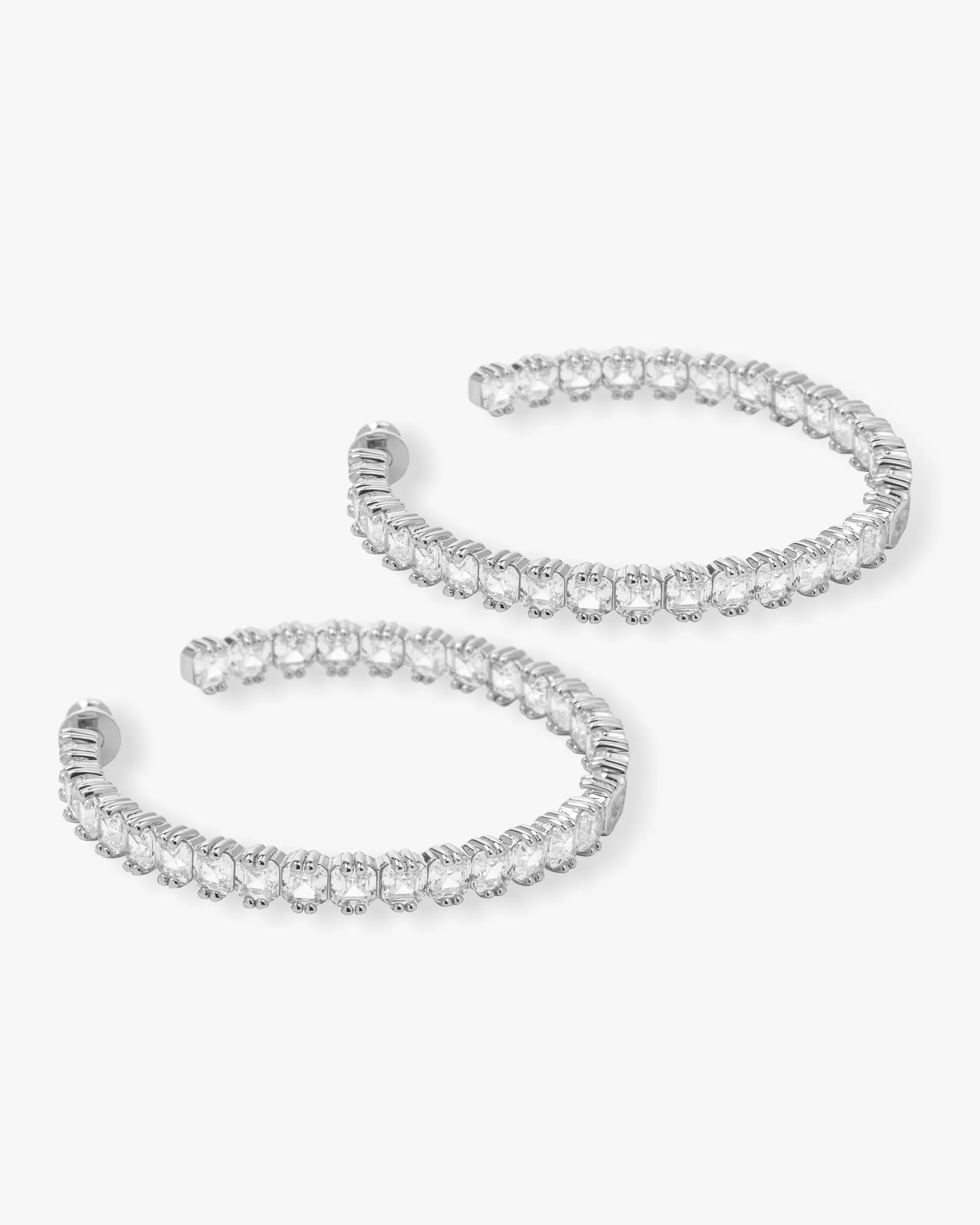 The Queen's Hoops 2" - Silver|White Diamondettes - Image 3