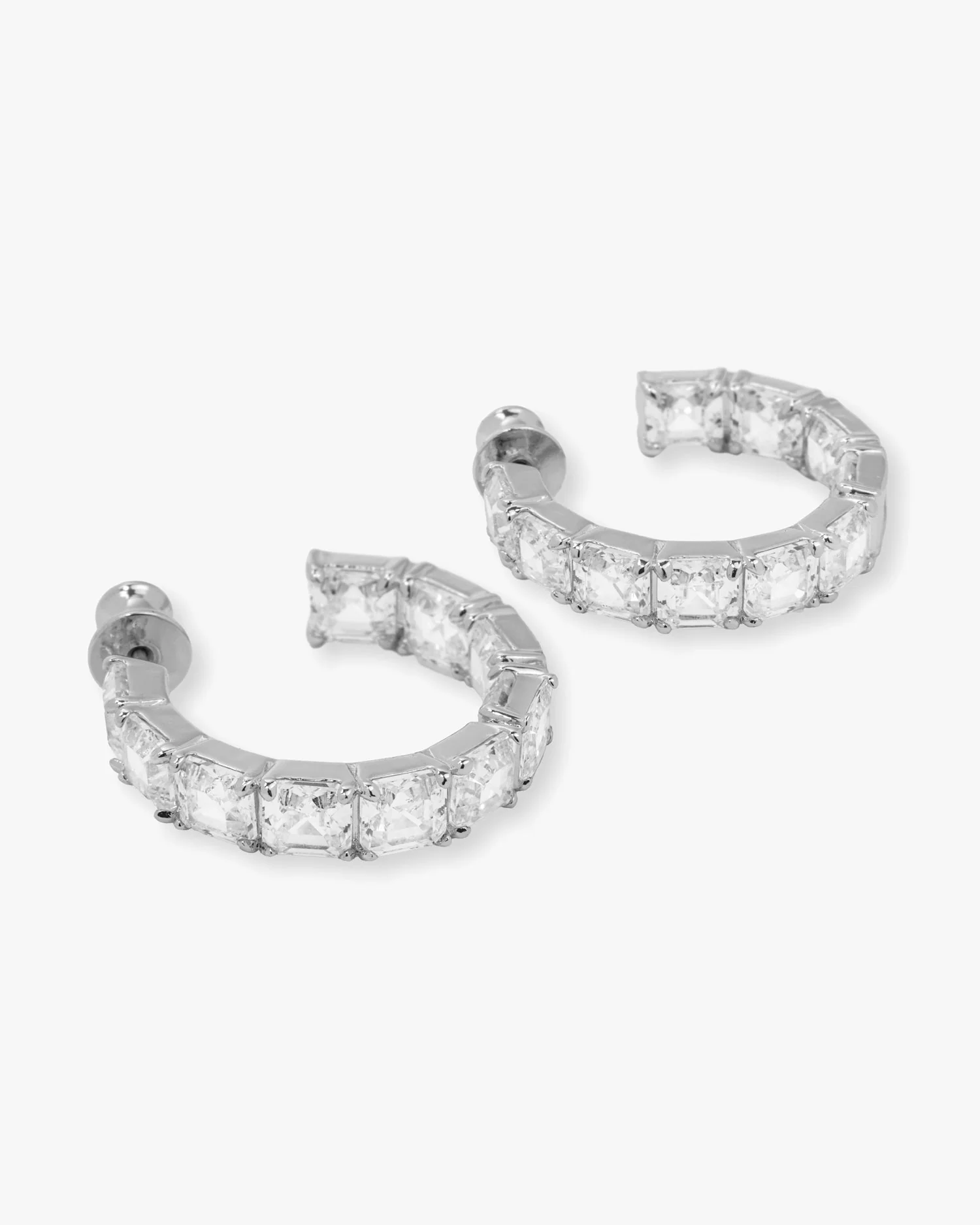 The Queen's Hoops 1" - Silver|White Diamondettes - Image 3
