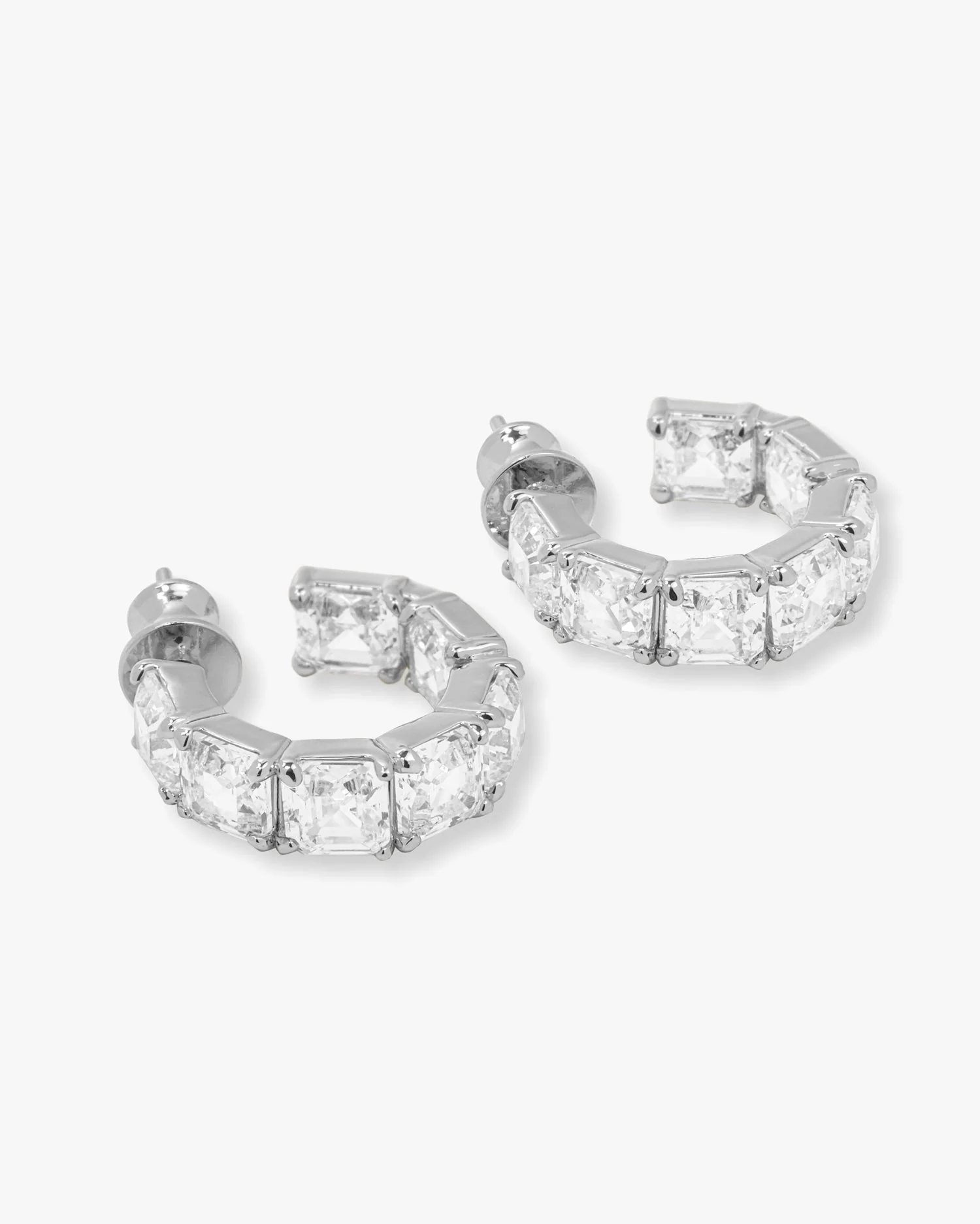 The Queen's Hoops .75" - Silver|White Diamondettes - Image 3