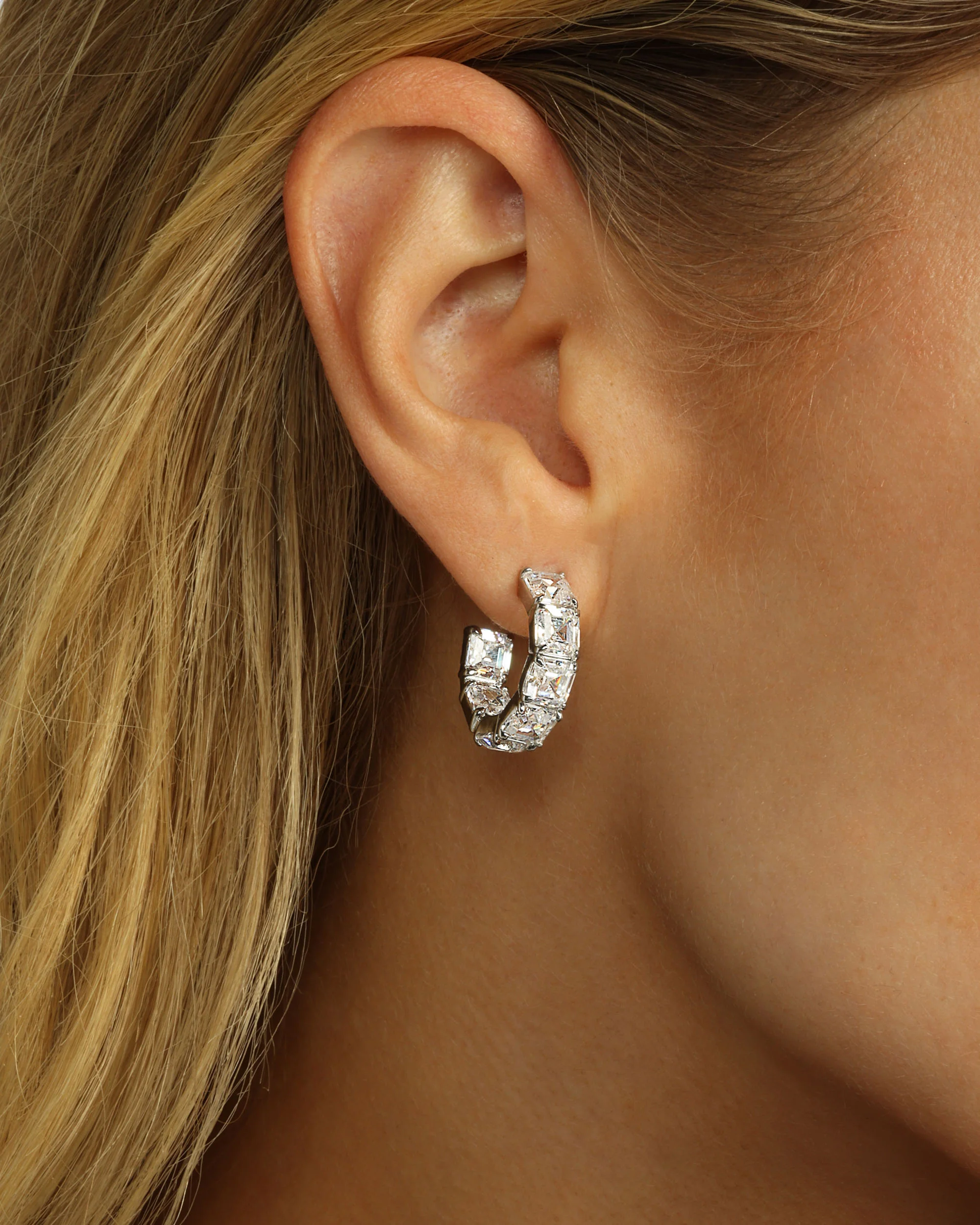The Queen's Hoops .75" - Silver|White Diamondettes - Image 4