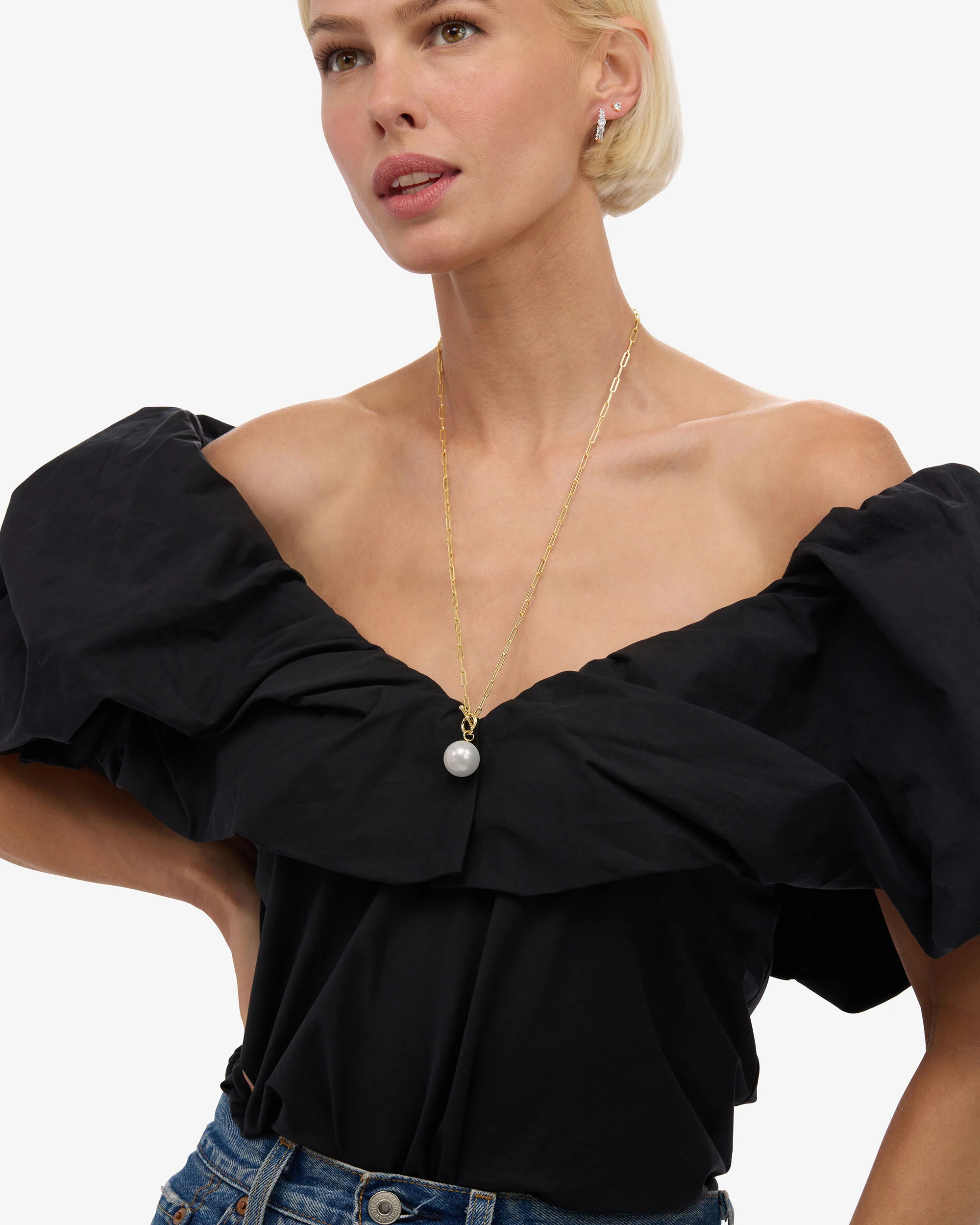 XL Life's a Ball Pearl Pendant Necklace - Gold - Image 4