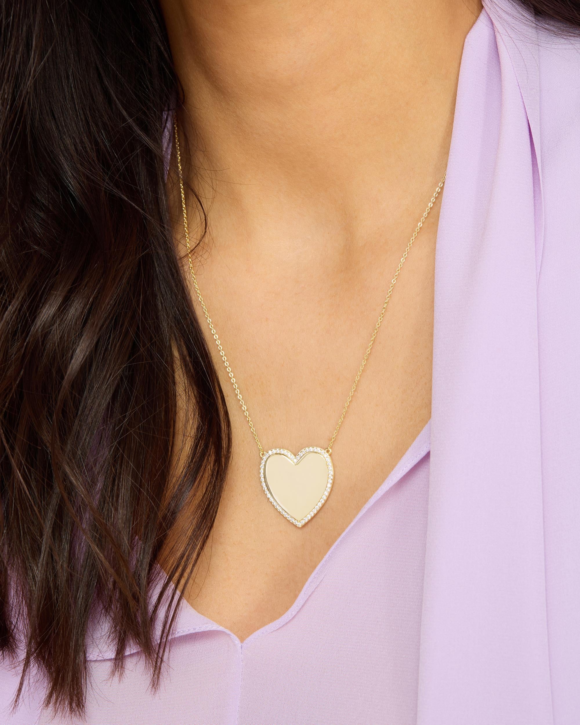 XL You Have My Heart Pavé Necklace - Gold|White Diamondettes - Image 3