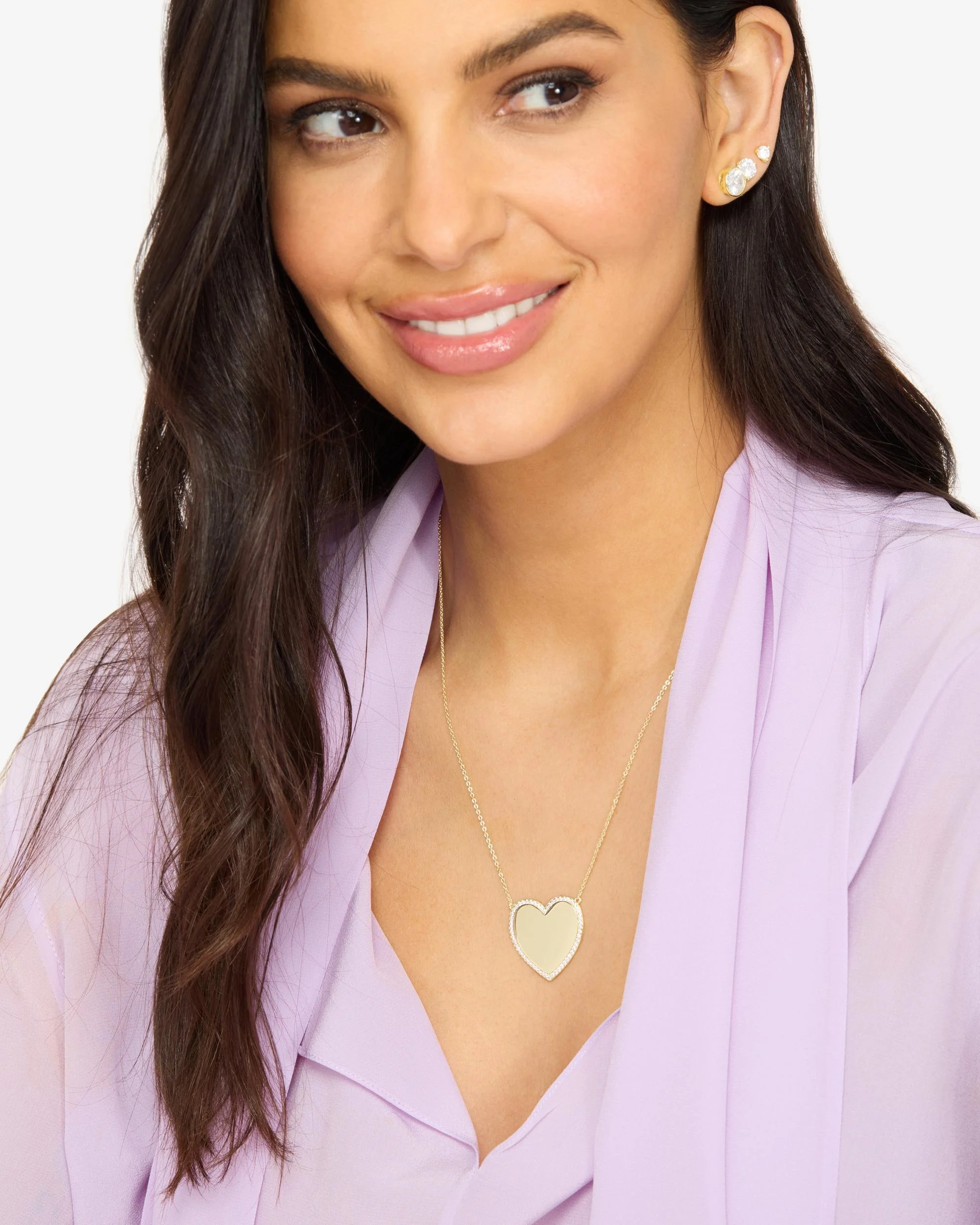 XL You Have My Heart Pavé Necklace - Gold|White Diamondettes - Image 6