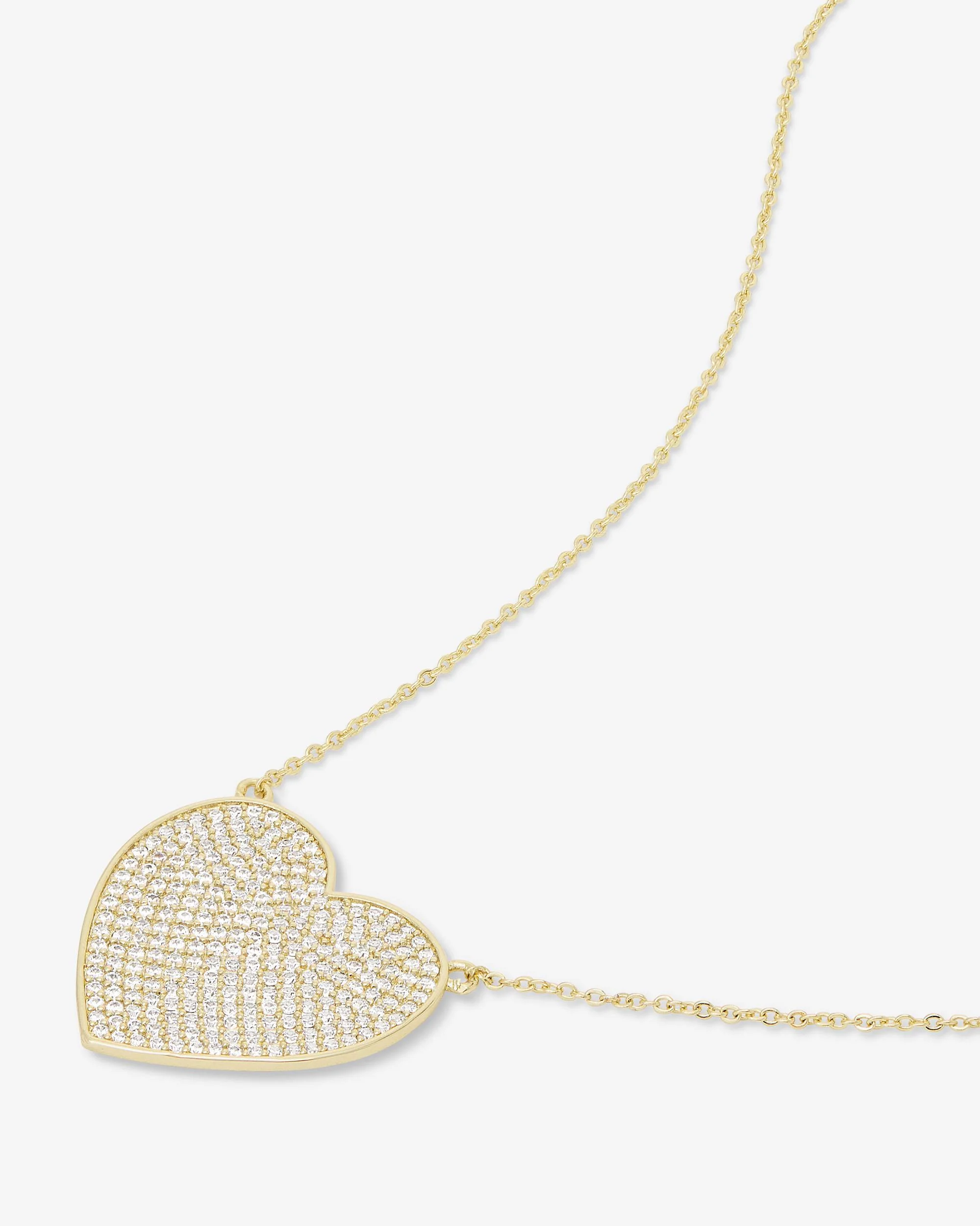 XL You Have My Whole Heart Pavé Necklace - Gold|White Diamondettes - Image 4