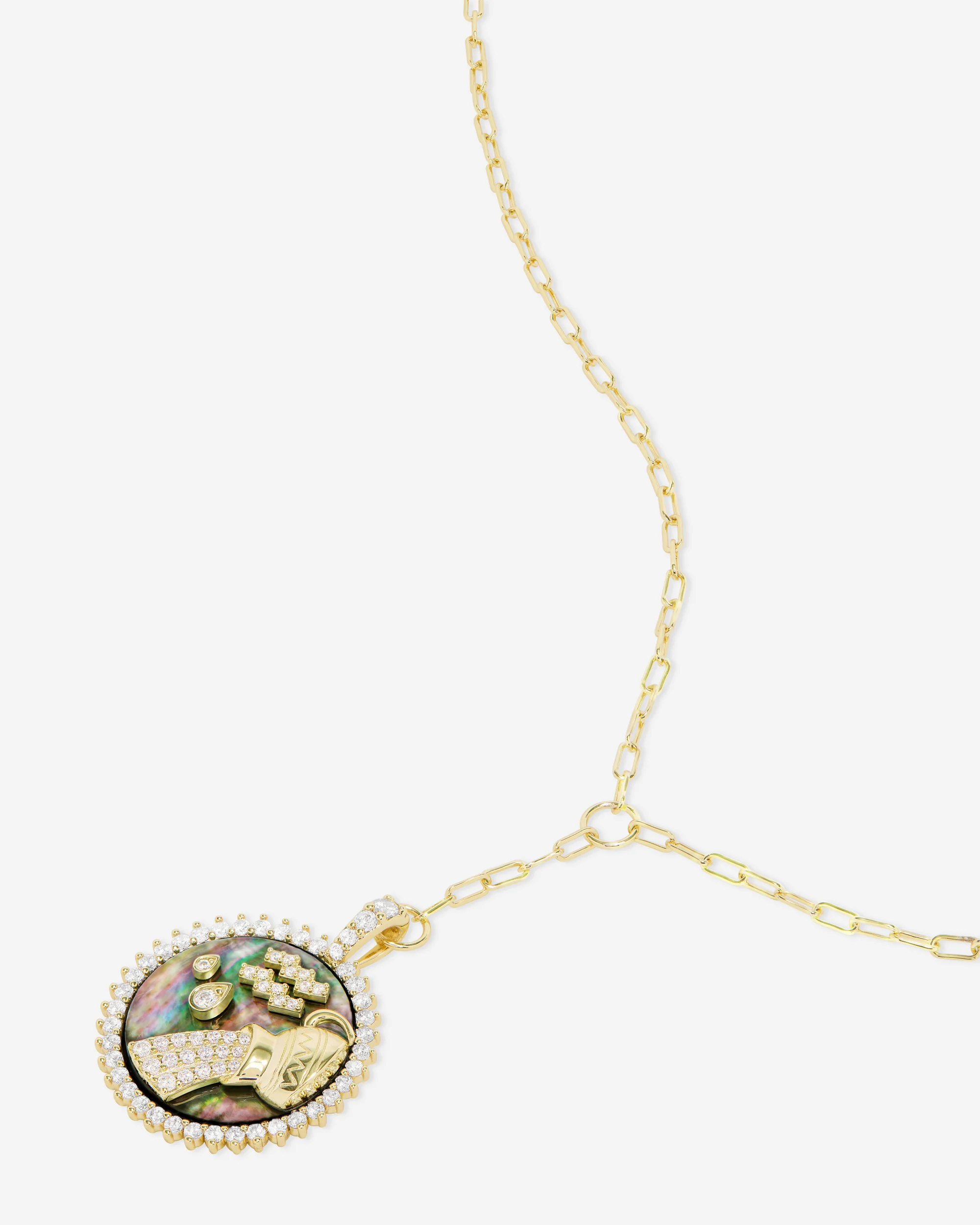 Zodiac Medallion Necklace - Gold|White Diamondettes - Image 25